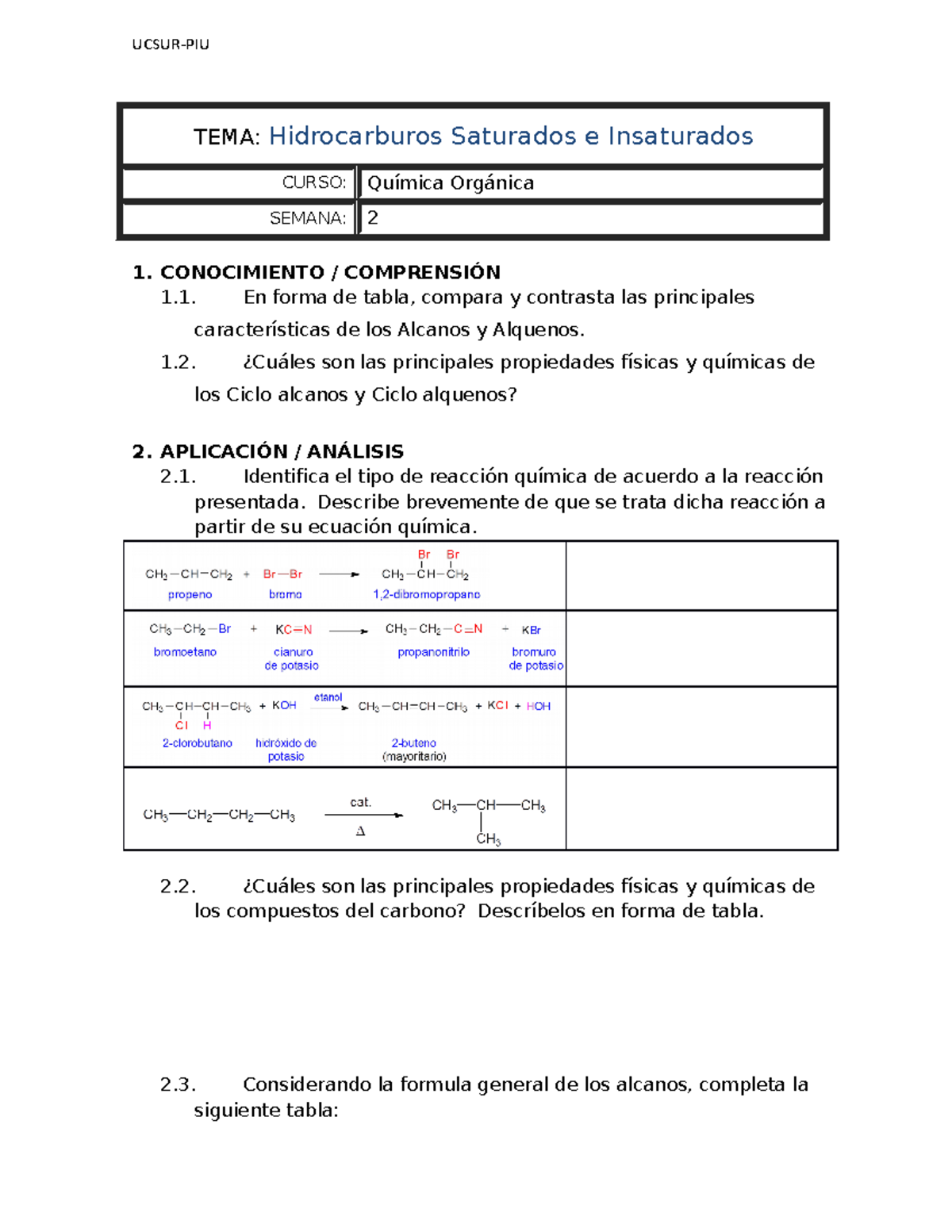 Hoja De Trabajo Sem Preparaci N De Preguntas Ucsur Piu Tema