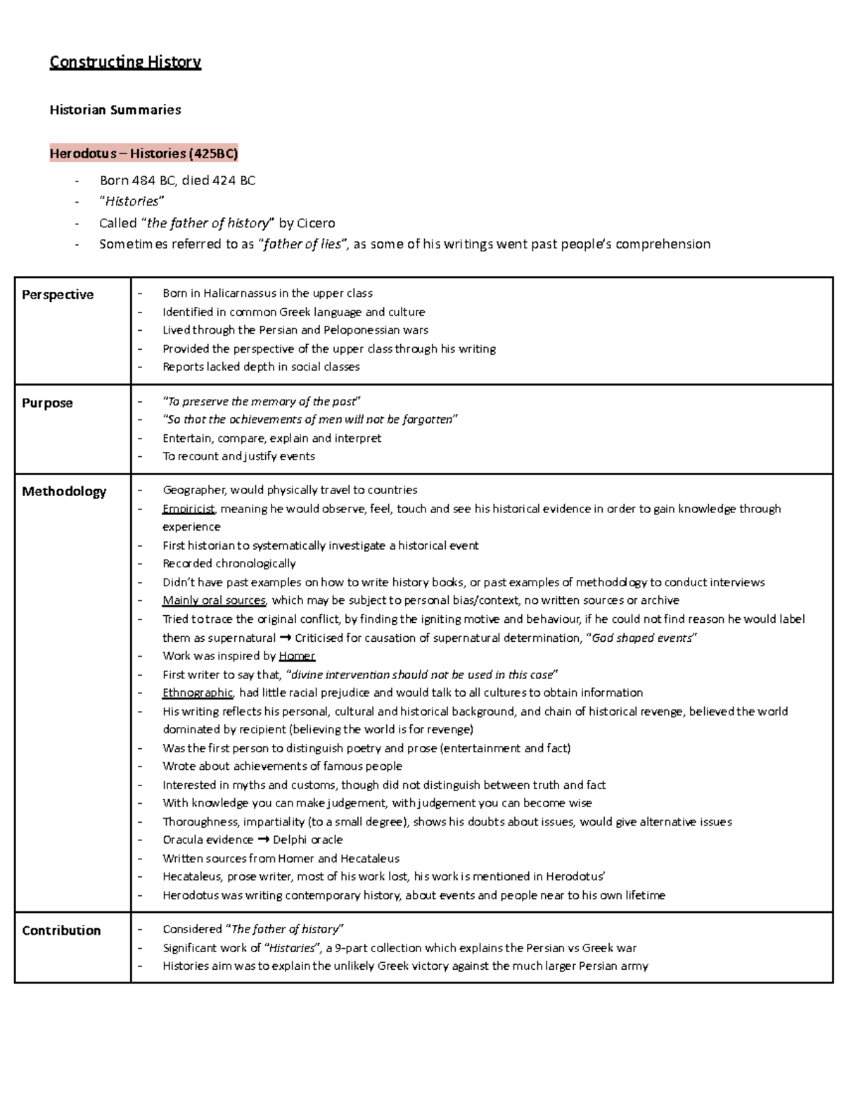 Historian Summaries - Constructing History Historian Summaries ...