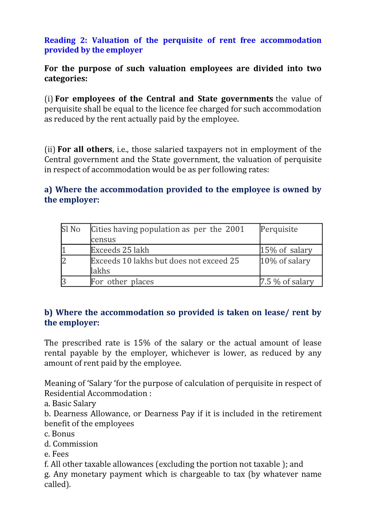 Reading 2 -Valuation Of Rent Free Accomodation - Reading 2: Valuation ...