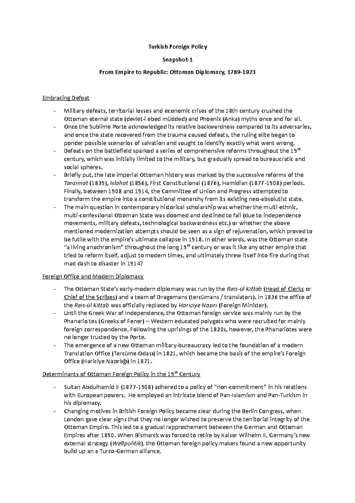 Snapshot-1 - Ir Turkish foreign policy lecture notes - Turkish Foreign ...