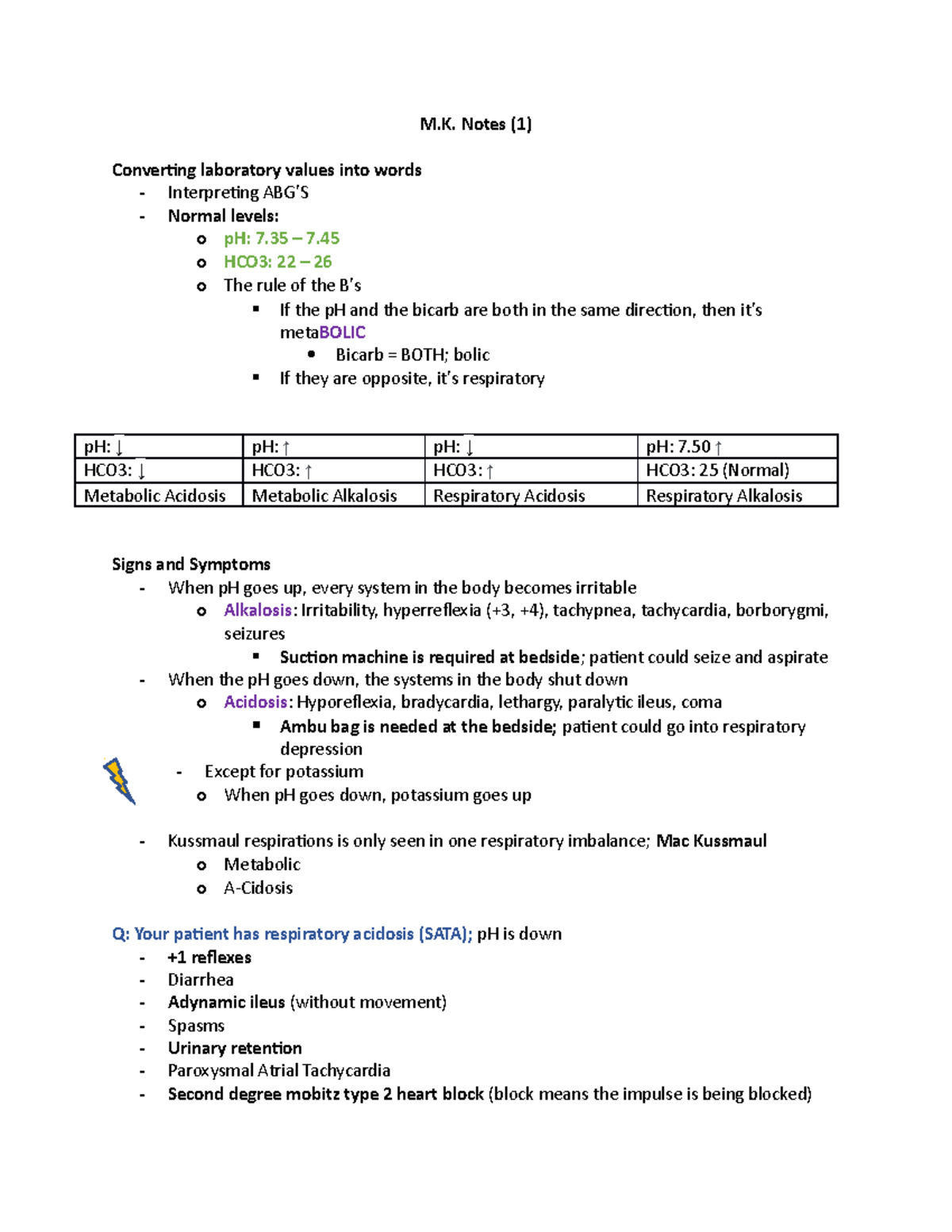 MK Notes 1 Mark Klimek M. Notes (1) Converting laboratory values