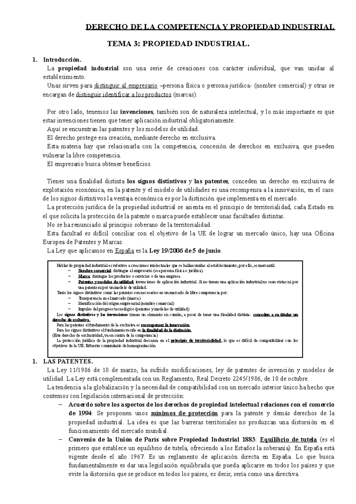 TEMA 3 Propiedad Industrial - DERECHO DE LA COMPETENCIA Y PROPIEDAD ...