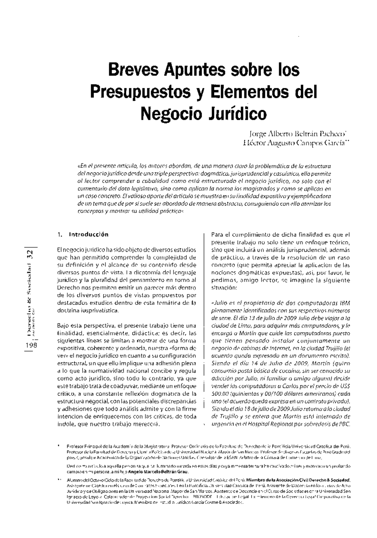 Breves Apuntes Sobre Los Presupuestos Yelementos Del Nego Beltr N