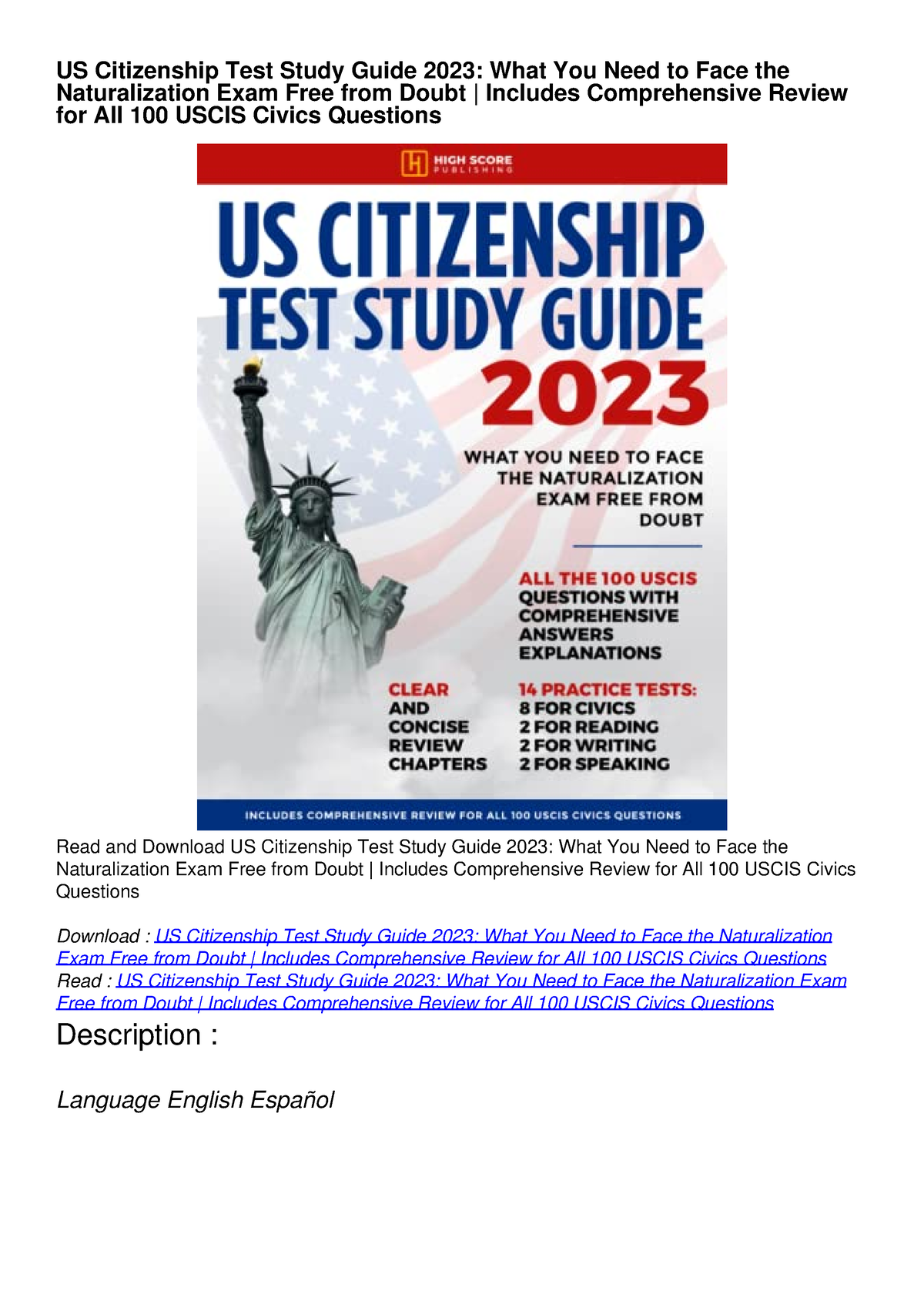 READ [PDF] US Citizenship Test Study Guide 2023 What You Need to Face