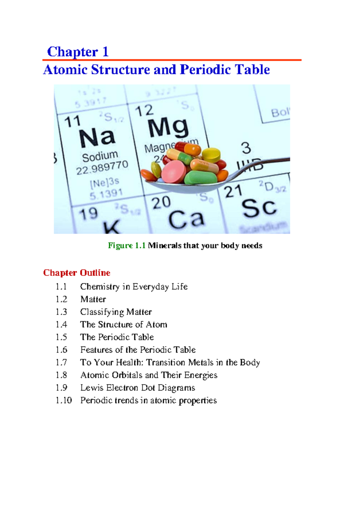 Chapter 01 Atomic Structure and Periodic Table - Chapter 1 Atomic ...