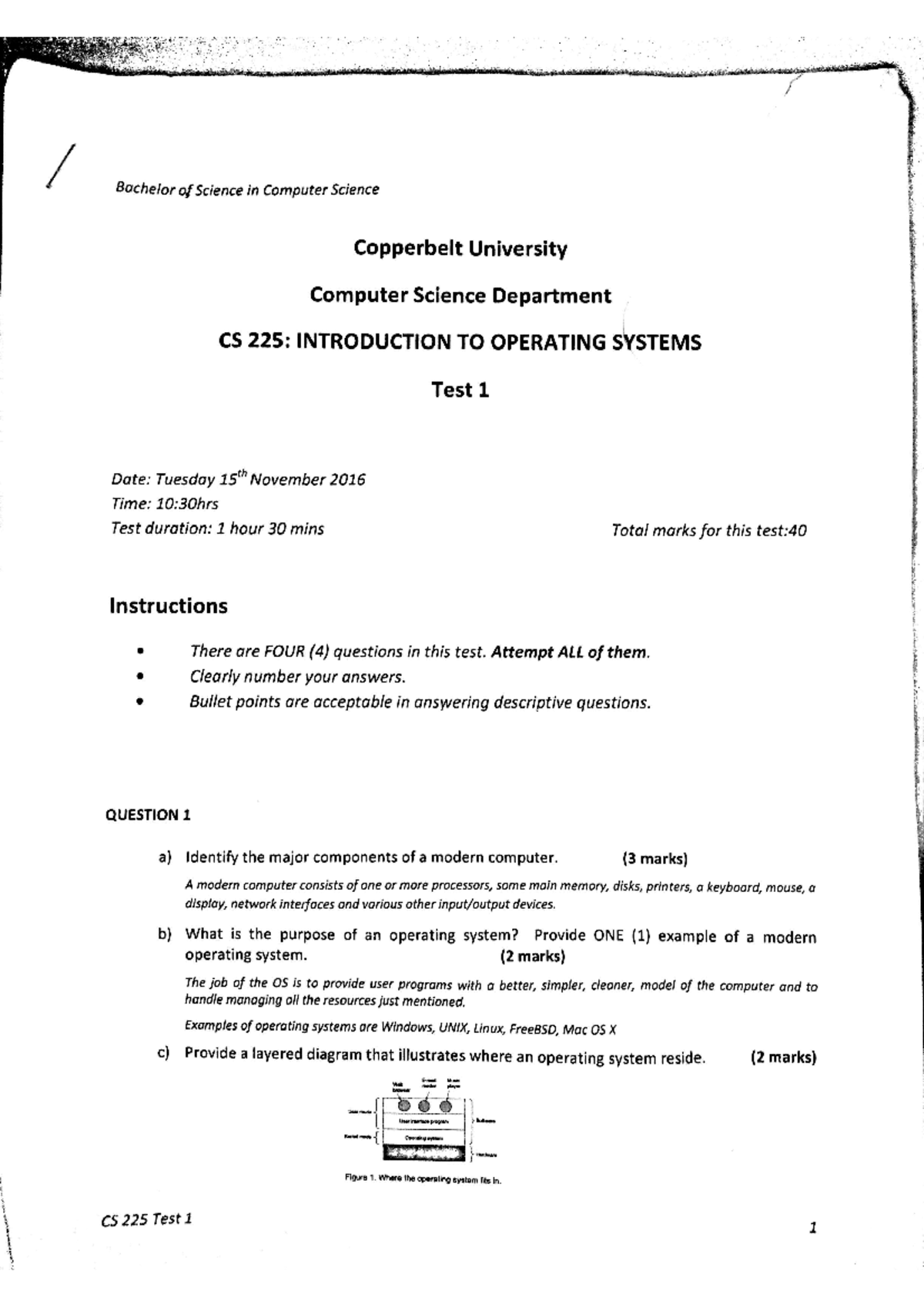 225test1 Marking key this document will help you in you exams ICT3631 Studocu
