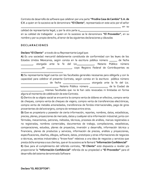 Contrato de desarrollo de software a la medida - Contrato de desarrollo de  software que celebran por - Studocu