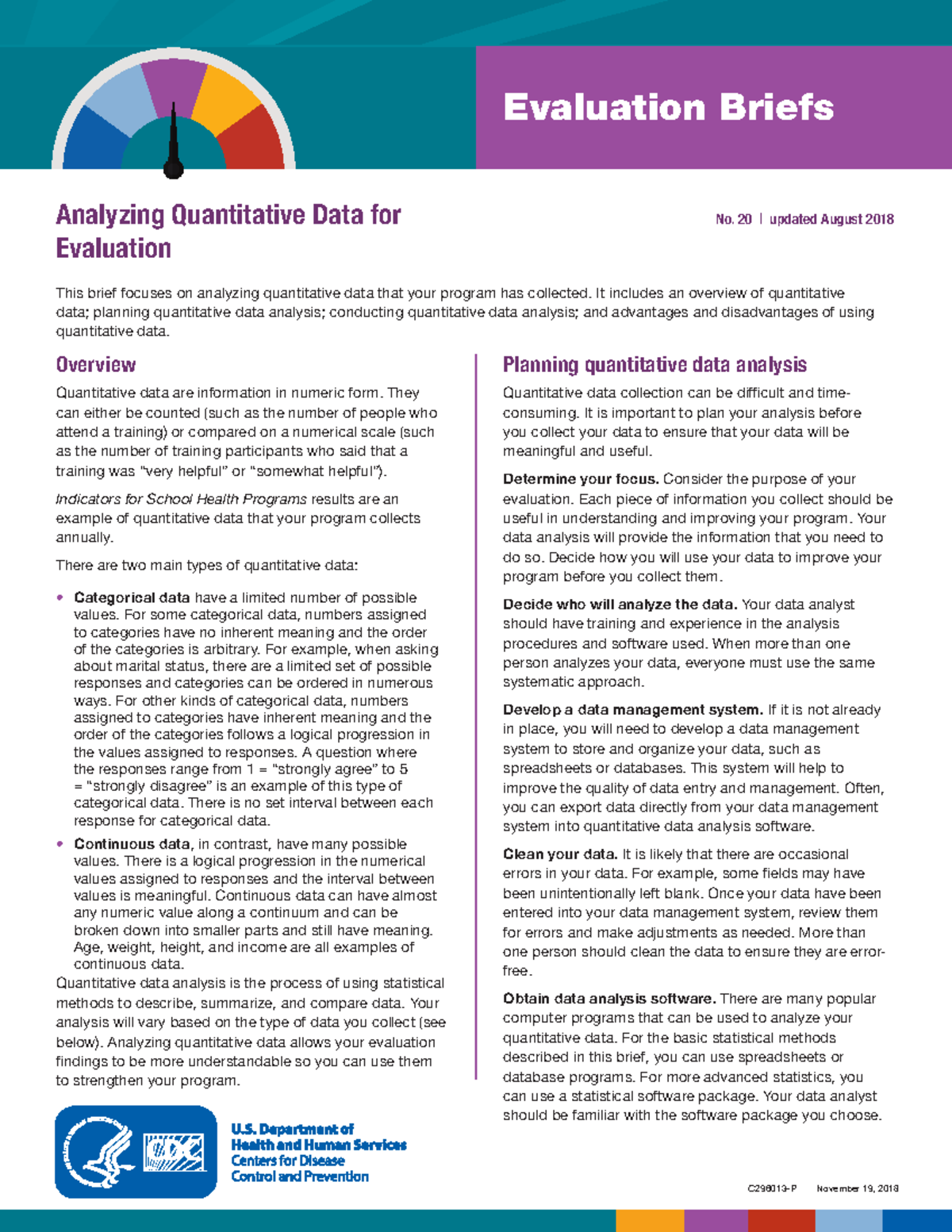 CDC Evaluation Briefs docu C296013P November 19, 2018 Evaluation