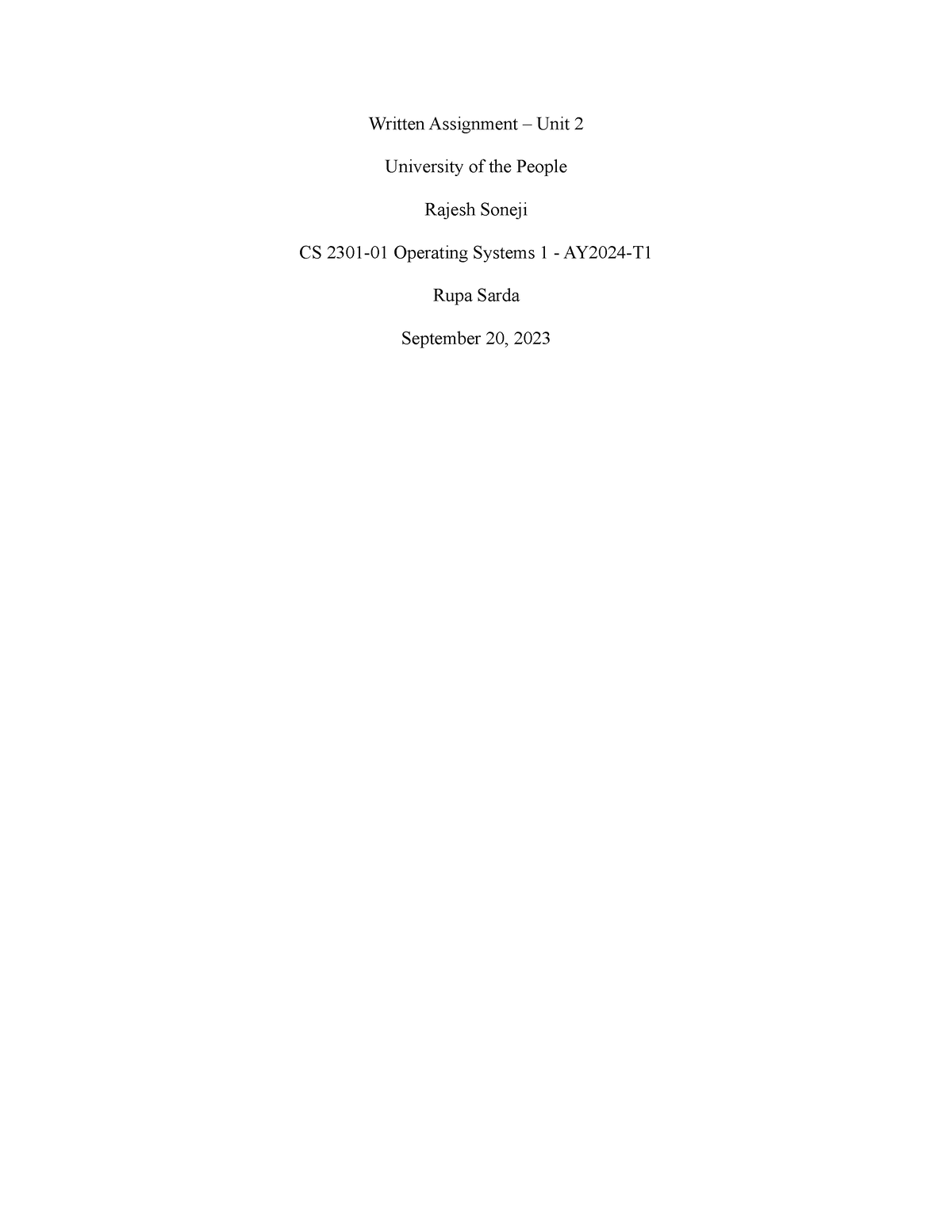 Unit 2 - Written Assignment - Written Assignment – Unit 2 University Of ...