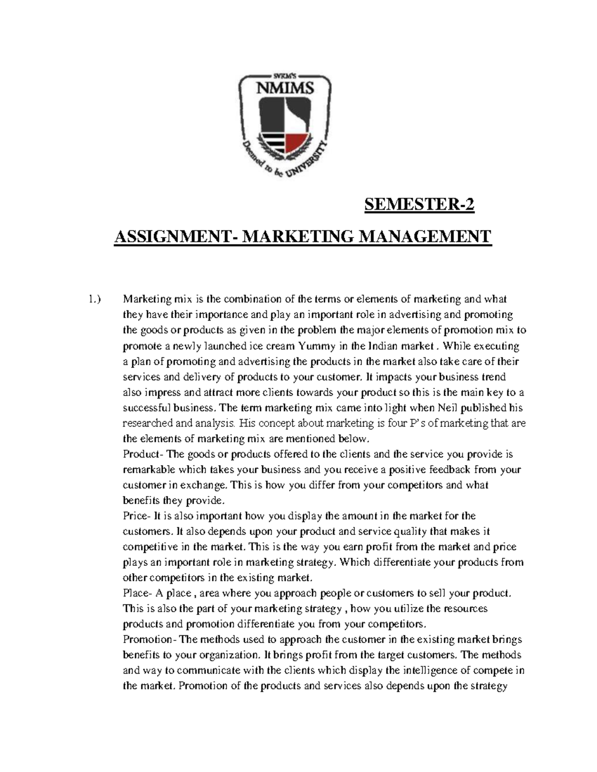 Semester 2 Assignment Marketing Manageme - SEMESTER- ASSIGNMENT ...