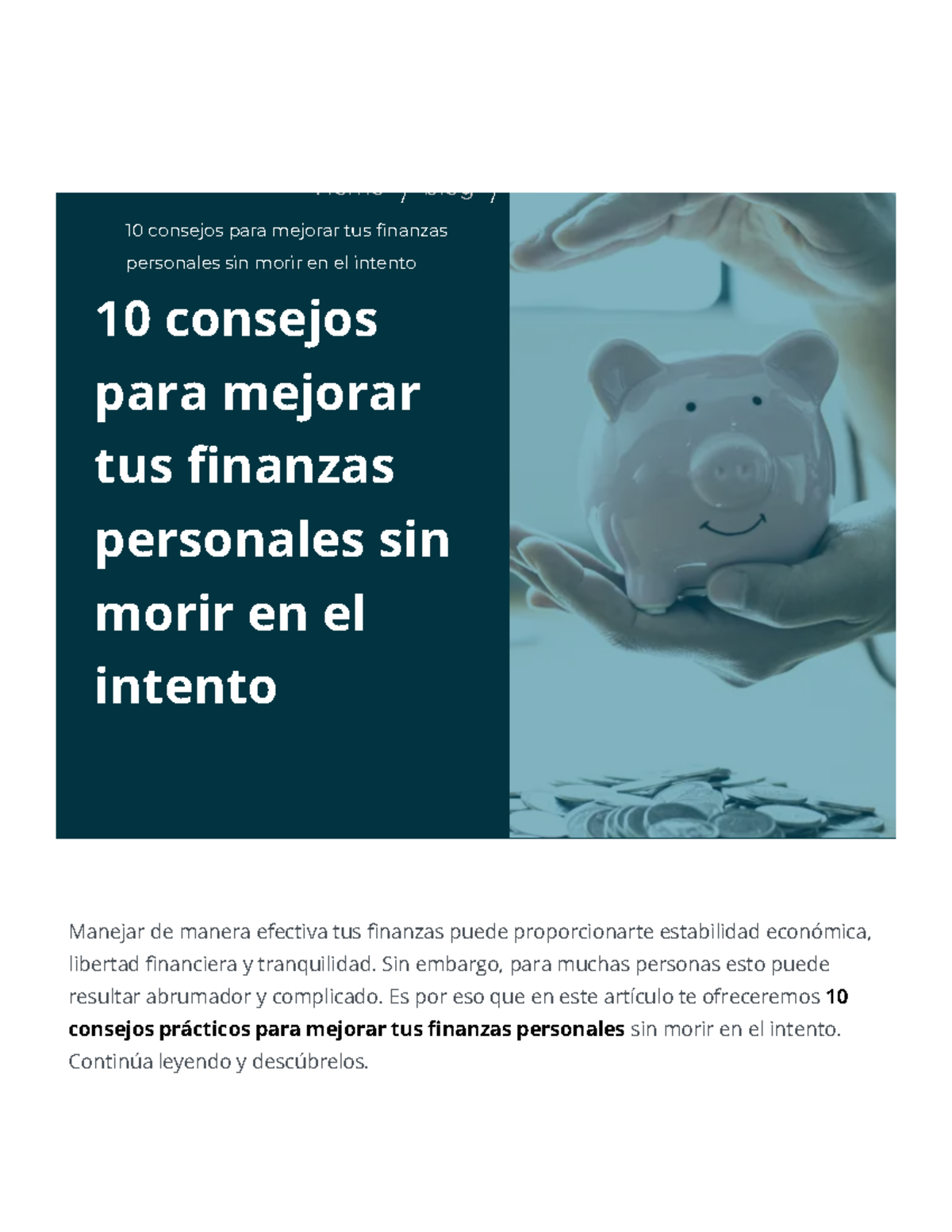 10 consejos para mejorar tus finanzas personales Blog Piloto - Manejar ...