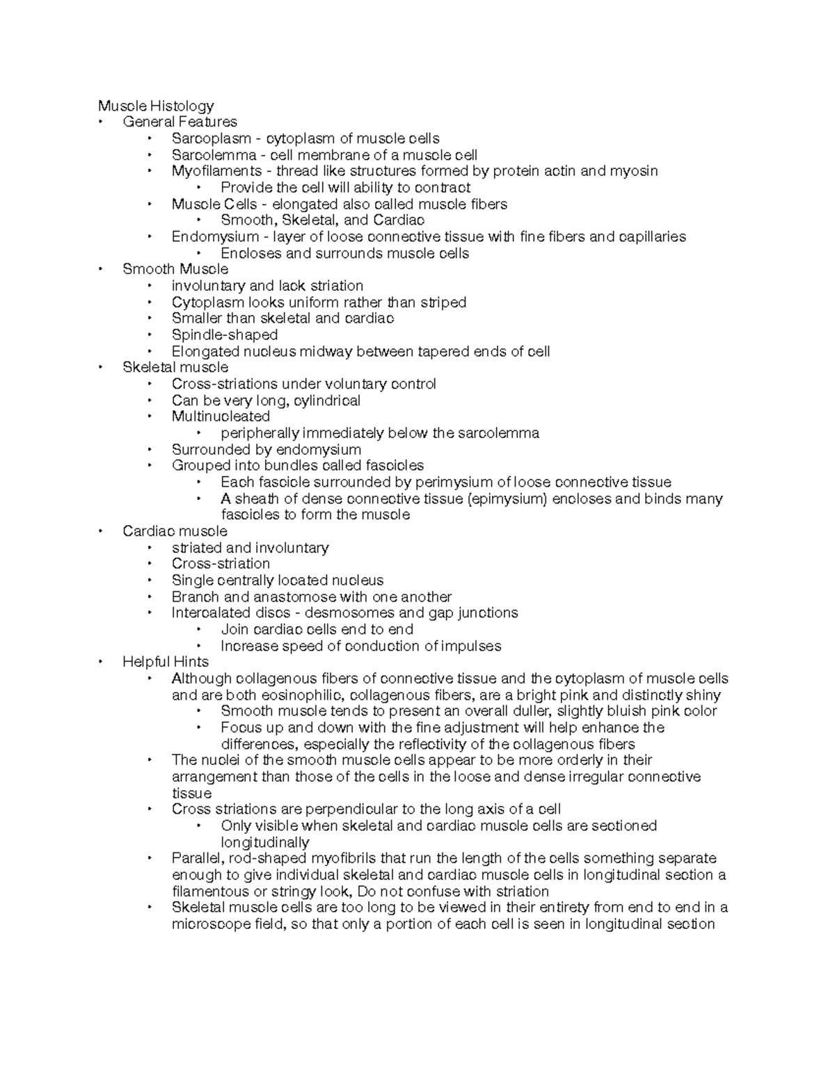 Muscle Histology - Muscle Histology General Features Sarcoplasm ...
