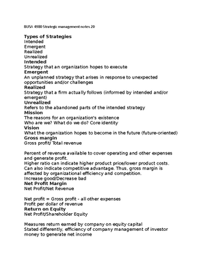 BUSA 4980 Strategic management notes 7 - BUSA 4980 Strategic management ...