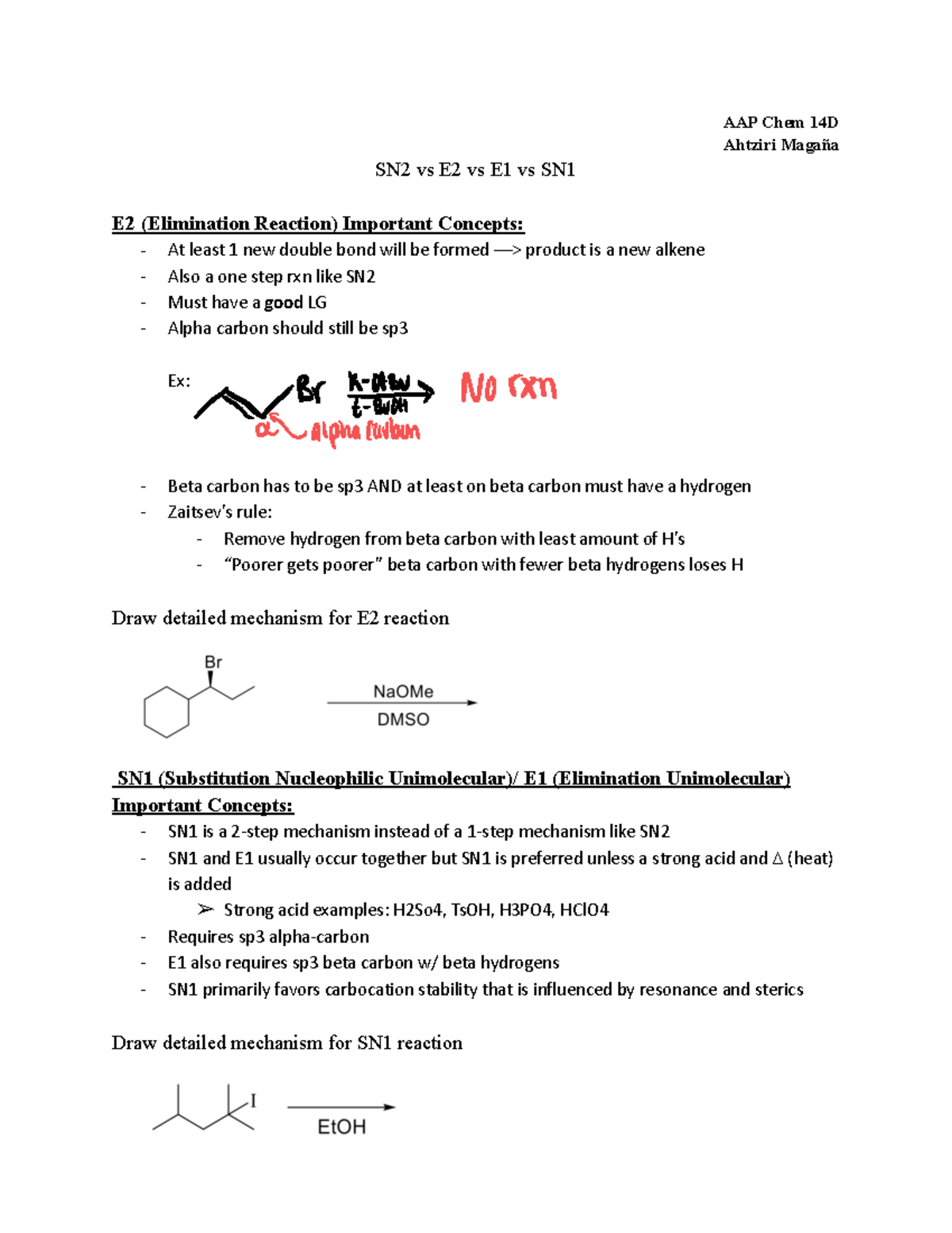 Chem 14D Substitution Vs Elimination Rxns - $$ 3 &KHP ' $KW]LUL 0 DJDxD ...