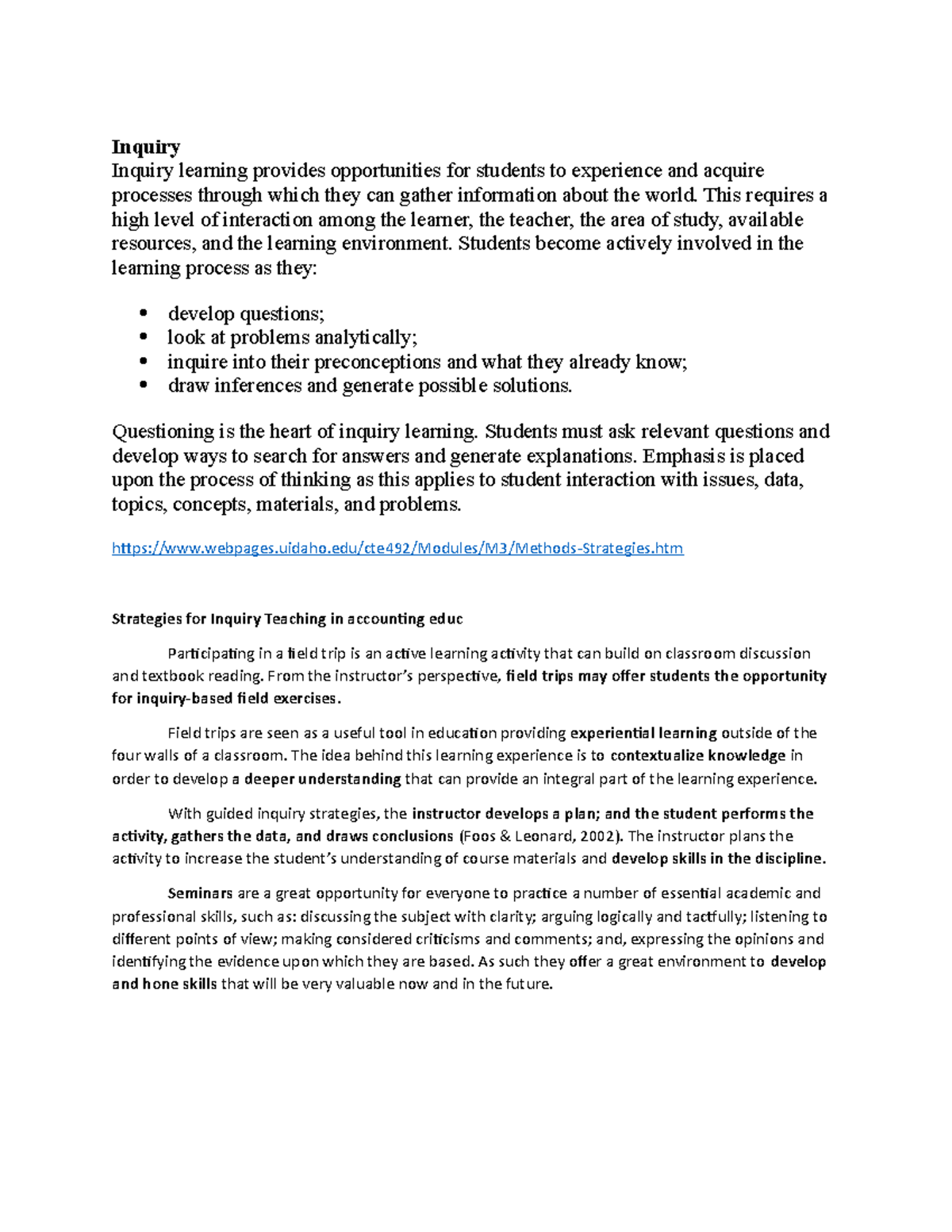 Inquiryyyy - Elec teaching - Inquiry Inquiry learning provides ...
