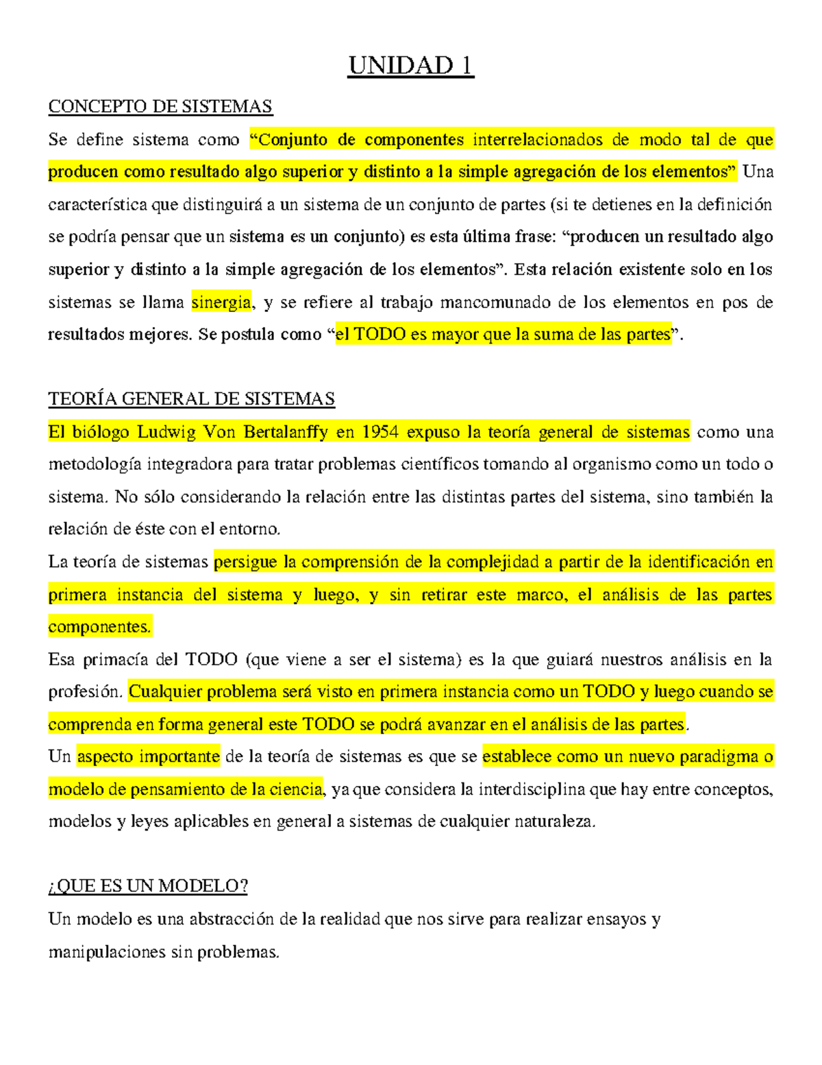 Resumen SOR unidad 1 y 2 - UNIDAD 1 CONCEPTO DE SISTEMAS Se define ...