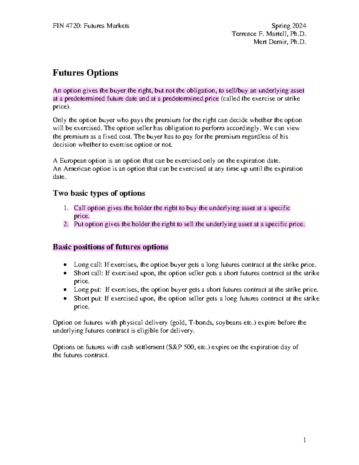 Handout 4 - Class note - Terrence F. Martell, Ph. Mert Demir, Ph ...