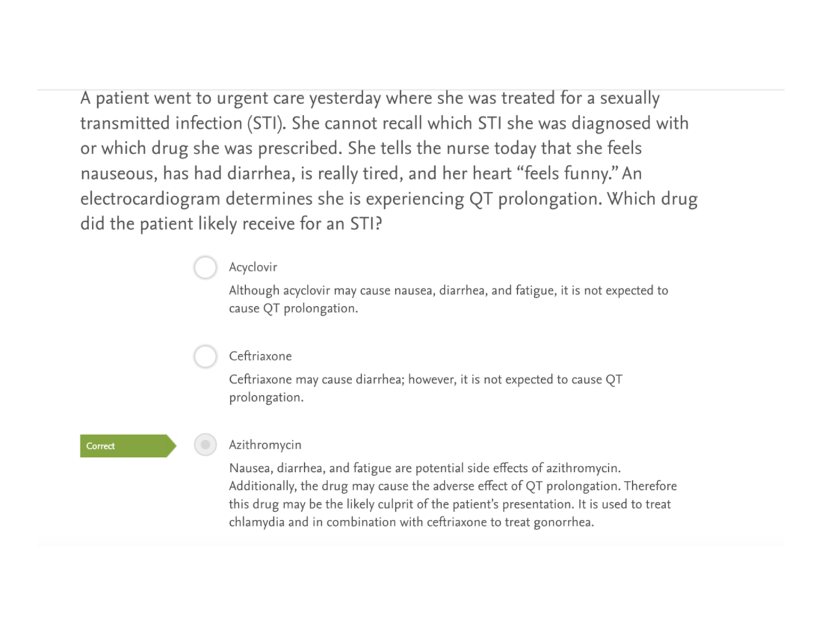 STI questions 9 Module 1 Evolve Drugs to Manage STIs NUR 1025C