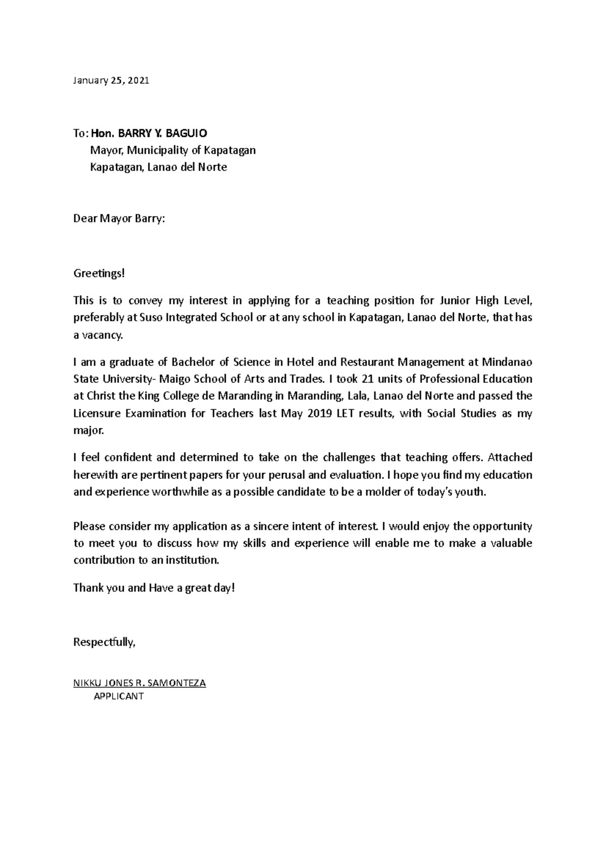 Mayor letter Of Intent January 25 2021 To Hon BARRY Y BAGUIO 