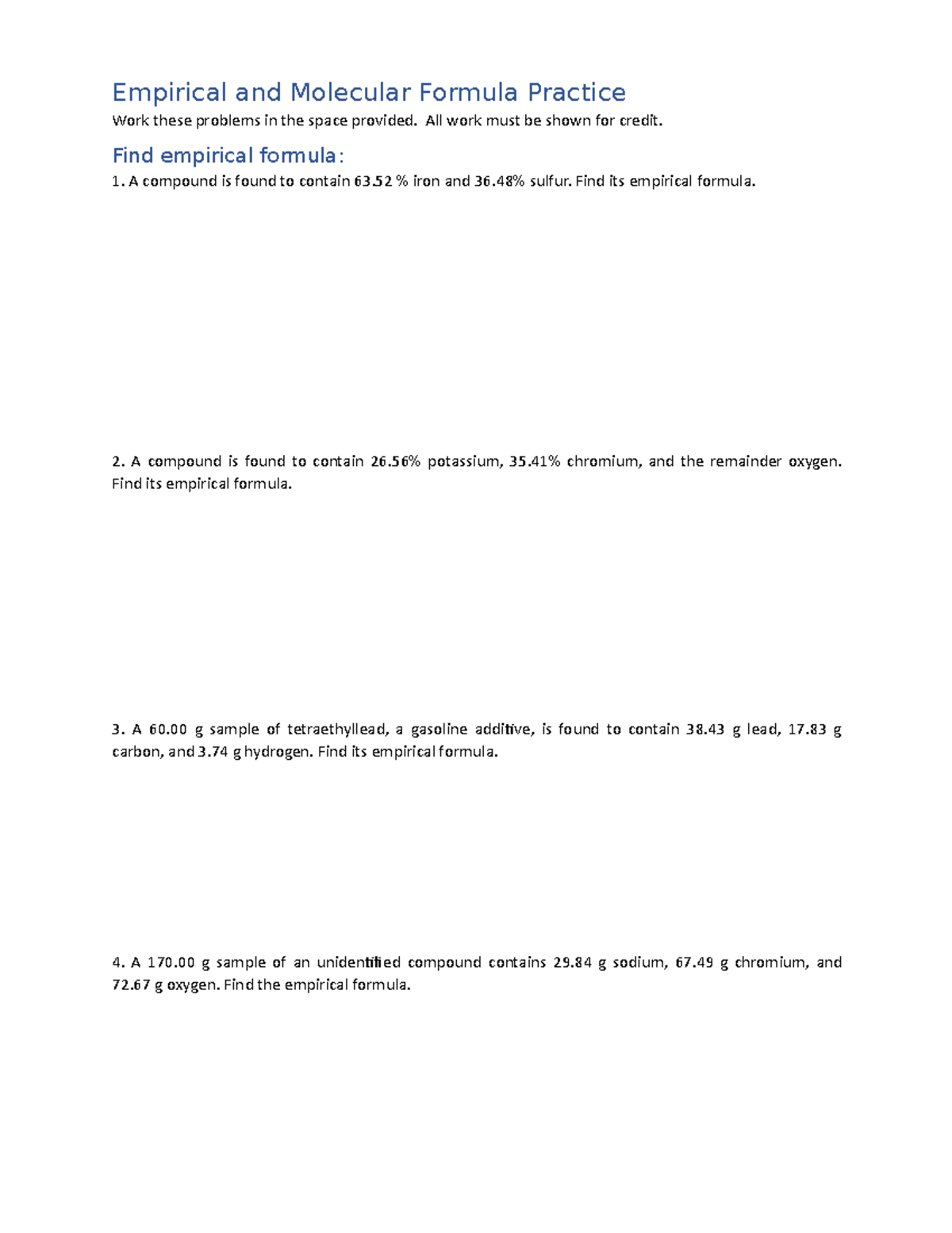 empirical-and-molecular-formulas-all-work-must-be-shown-for-credit