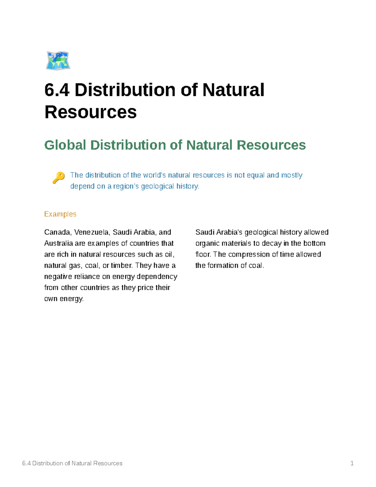 Distribution of natural resources - Examples Canada, Venezuela, Saudi ...