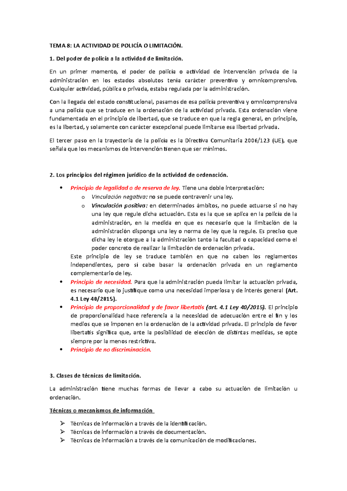 TEMA 8 - Apuntes Tema 8 - TEMA 8: LA ACTIVIDAD DE POLICÍA O LIMITACIÓN ...