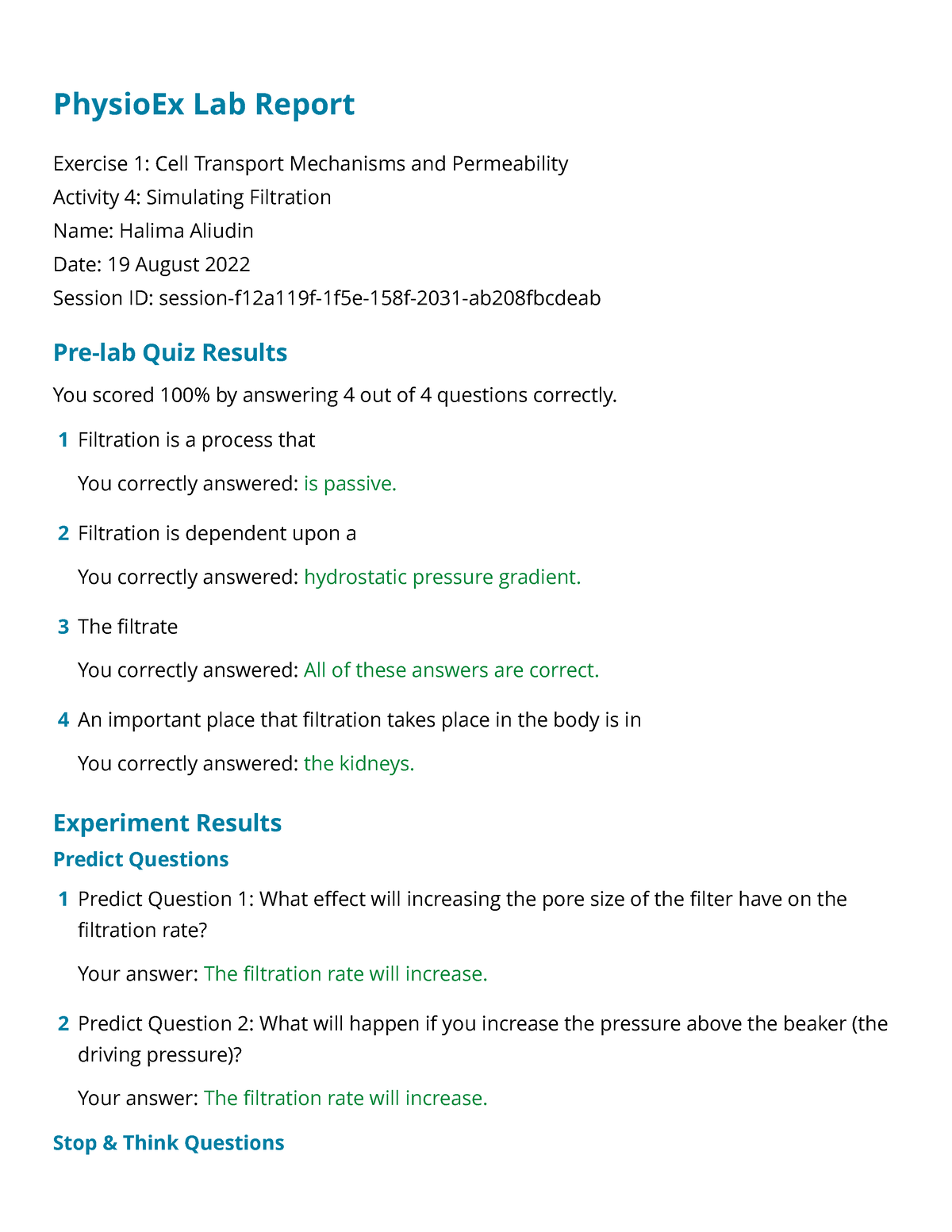 Physio Ex Exercise 1 Activity 4 - PhysioEx Lab Report Exercise 1: Cell ...