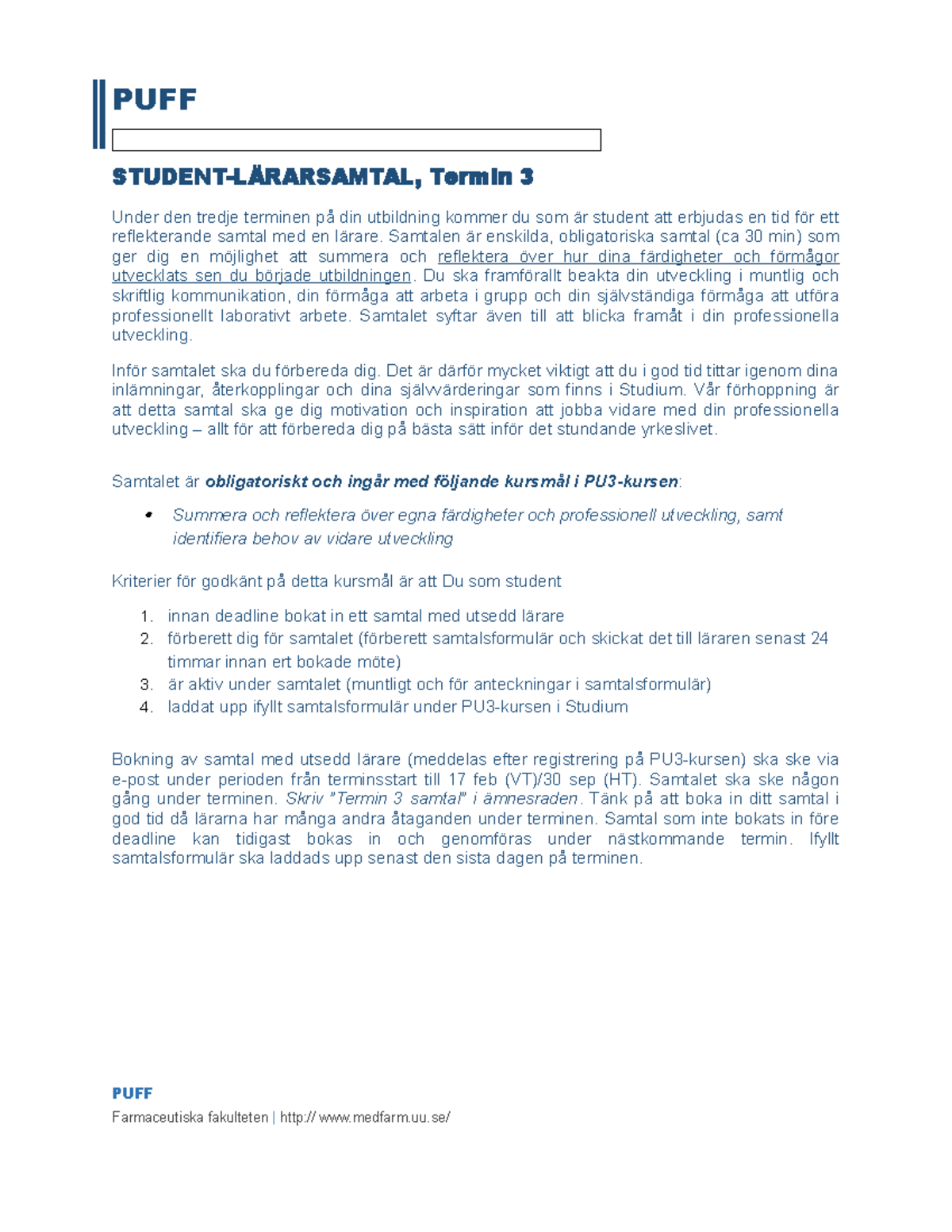 PUFF Studentformulär Student-lärarsamtal R3-1 - PUFF STUDENT ...