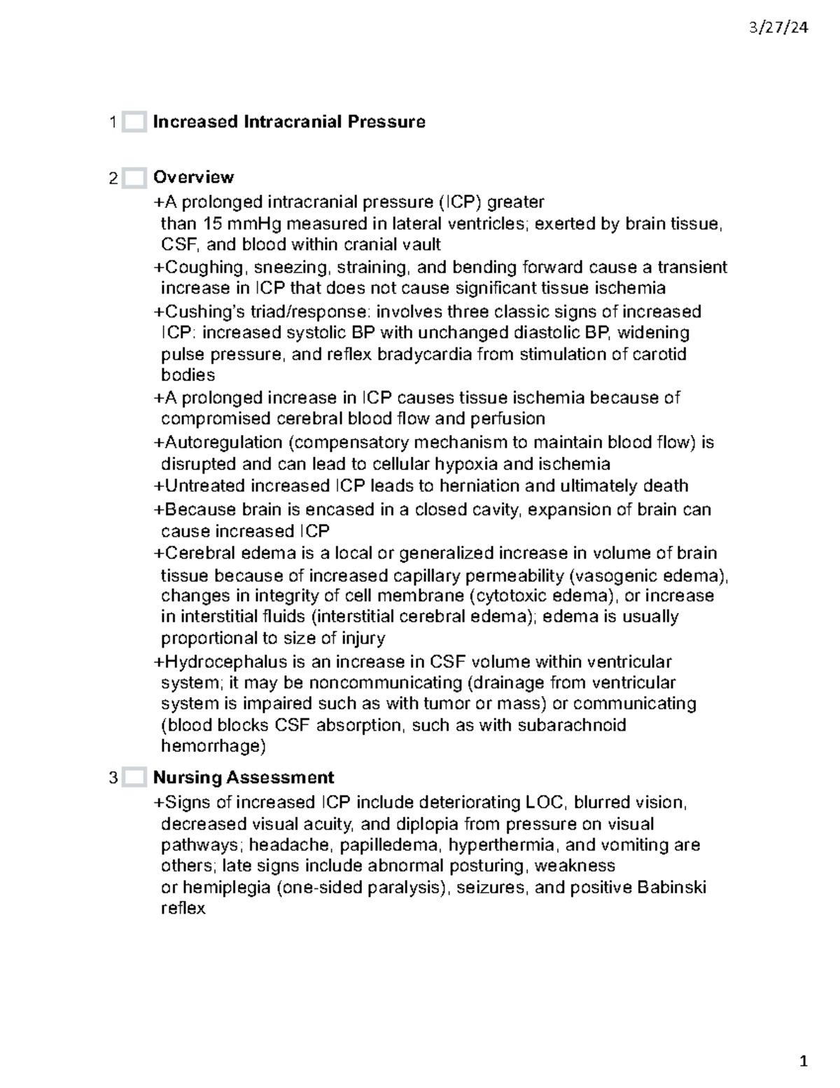 Increased Intracranial Pressure Outline 3 27 1 Increased Intracranial Pressure Overview A