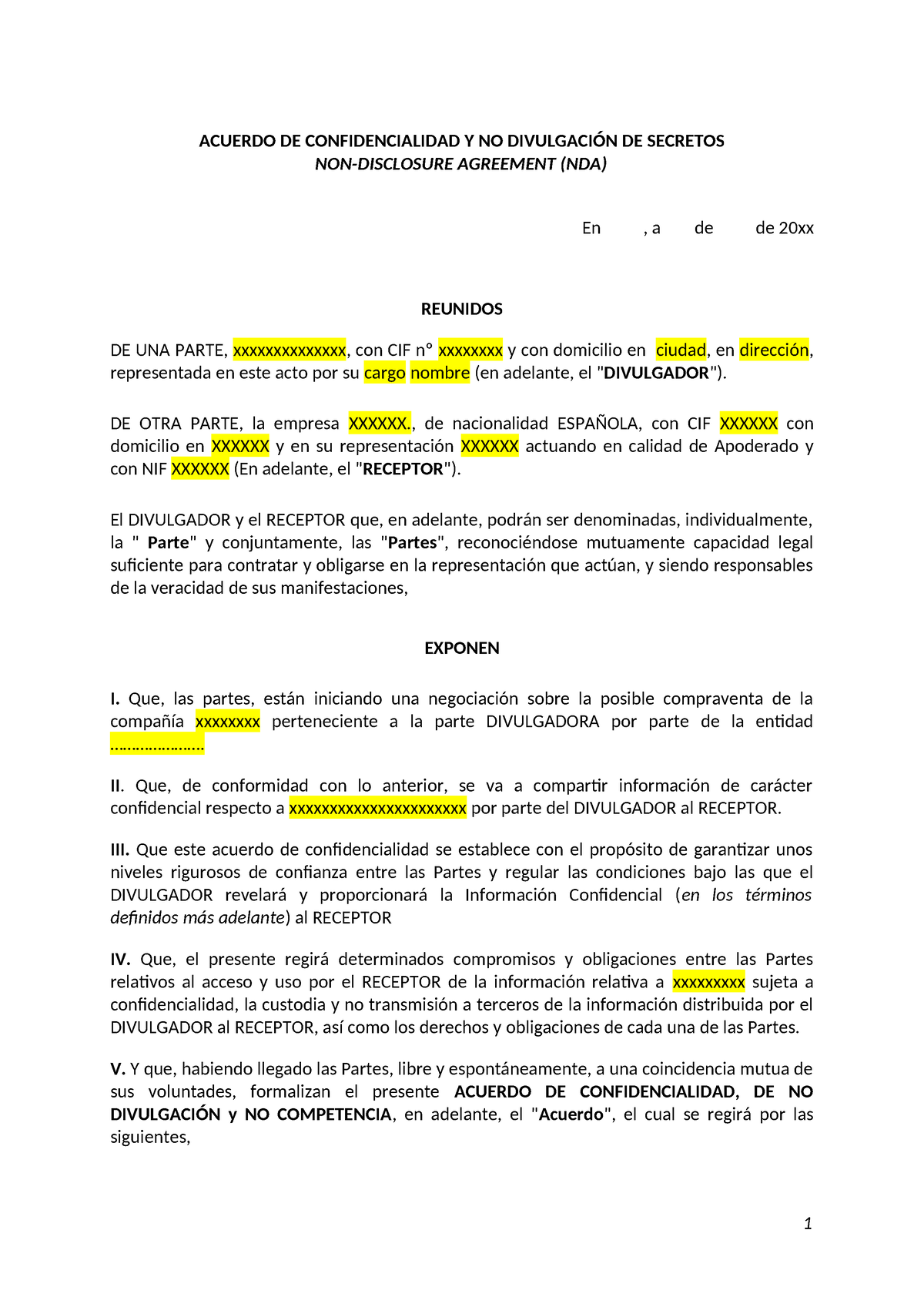 Modelo-acuerdo-confidencialidad - ACUERDO DE CONFIDENCIALIDAD Y NO ...