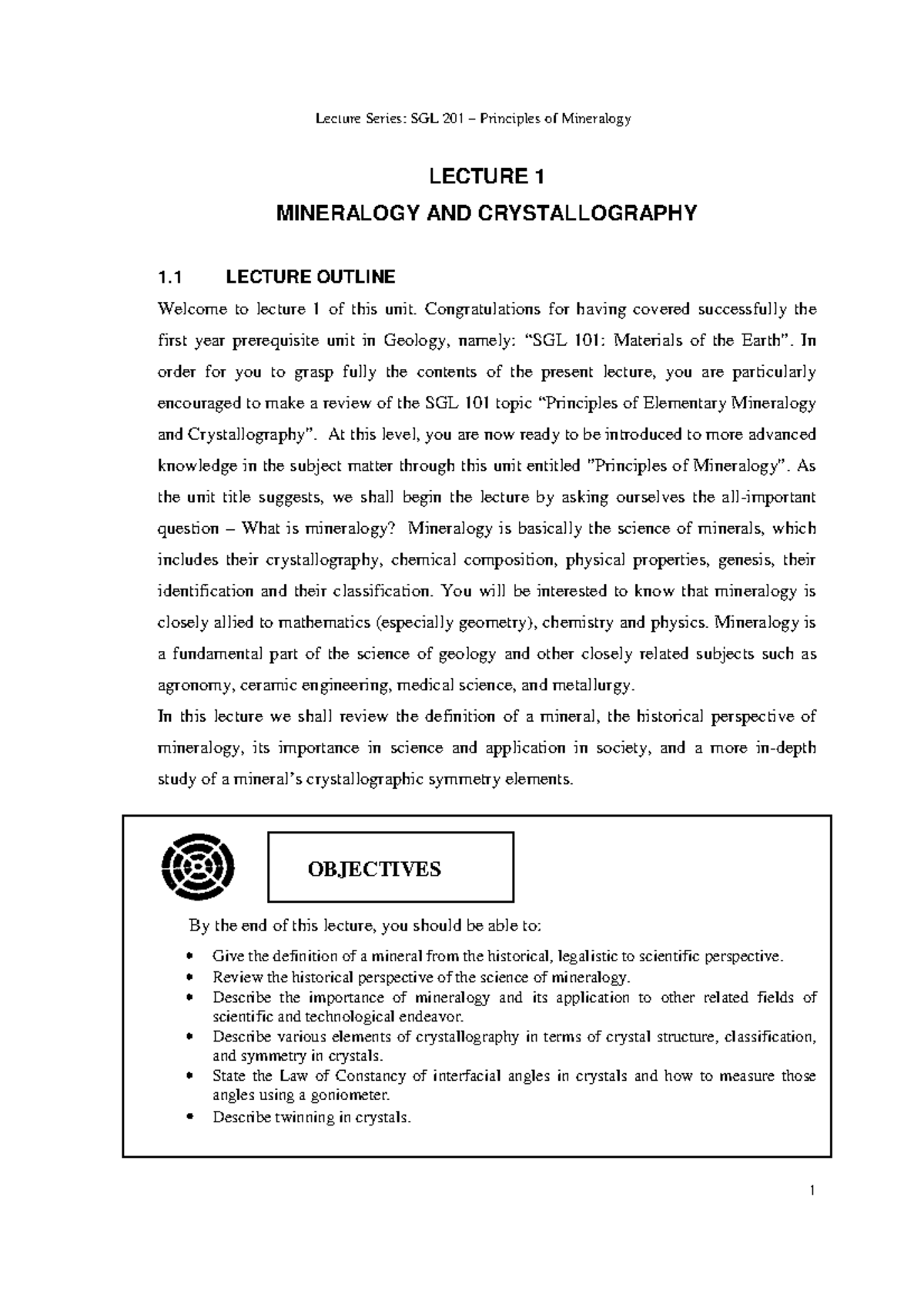 Lecture 1- Mineralogy And Crystallography-3 Review - LECTURE 1 ...