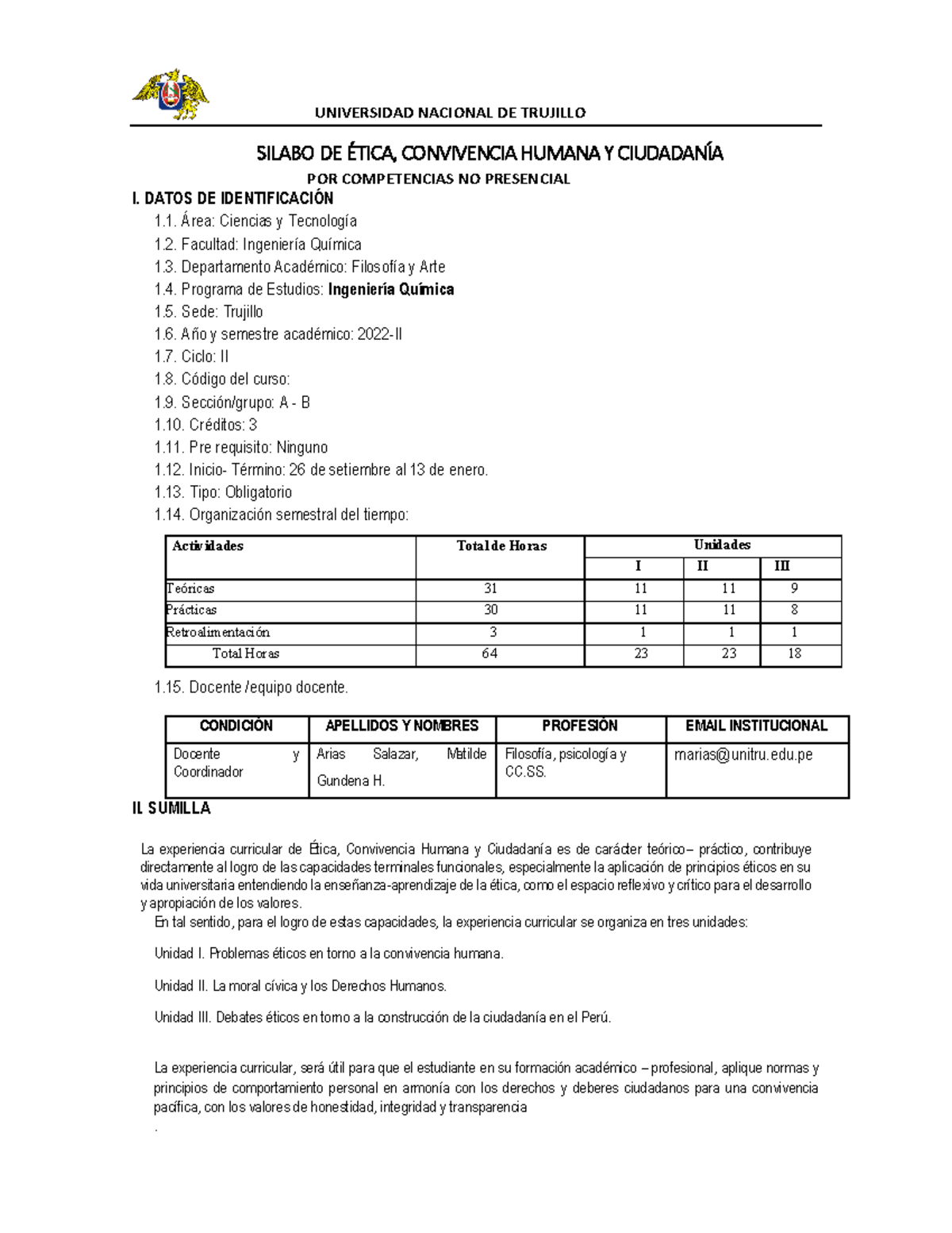 Sílabo De Ética, Convivencia Humana Y Ciudadanía- 2022-2 - Ing. Química ...