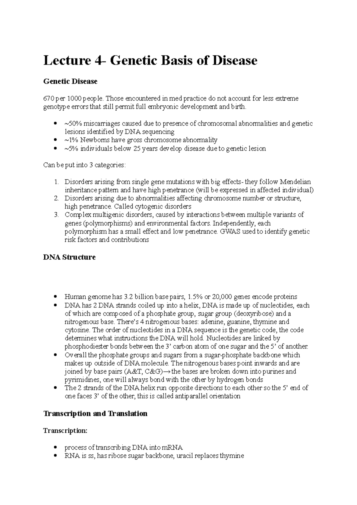 Lecture basis of disease Lecture 4 Basis of