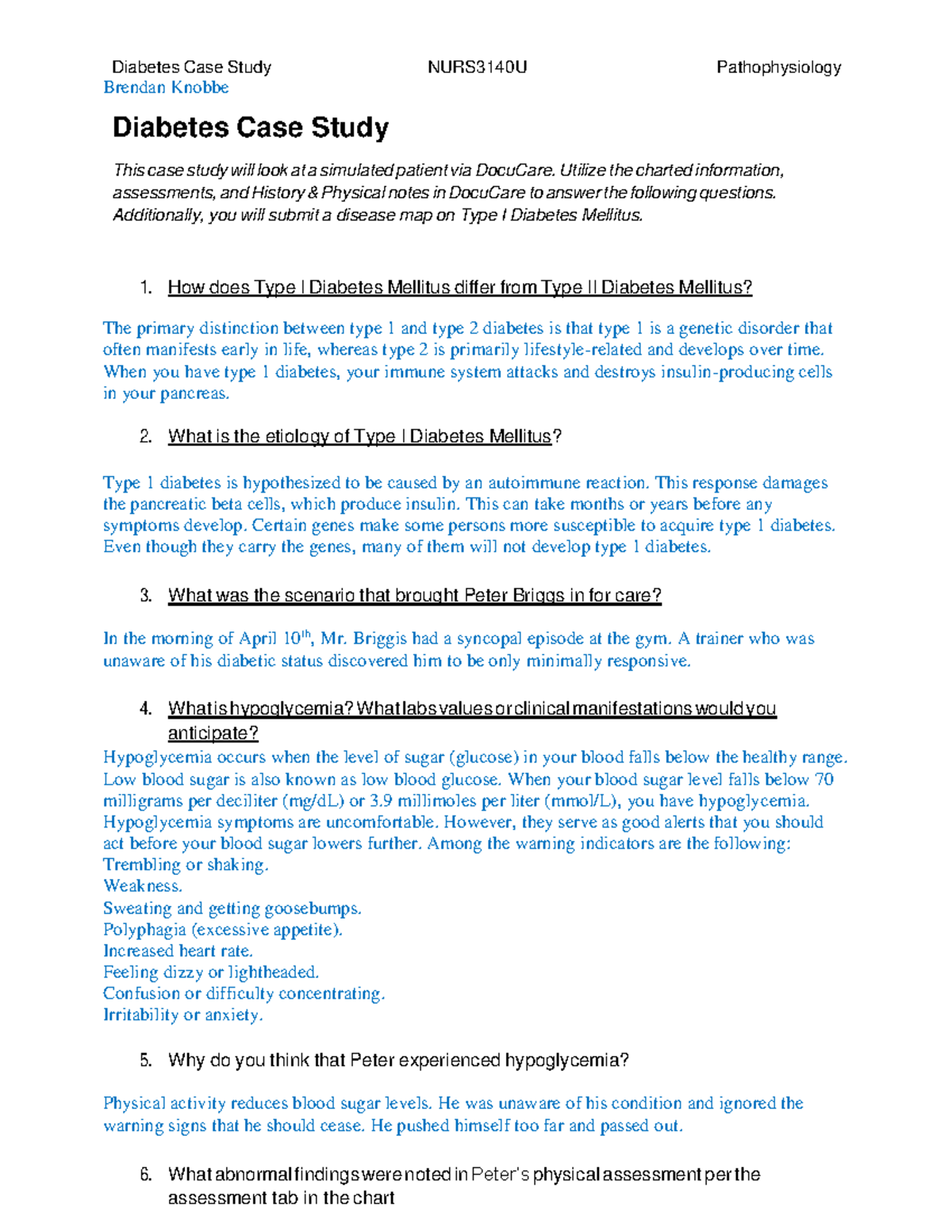 diabetes case study for nursing students