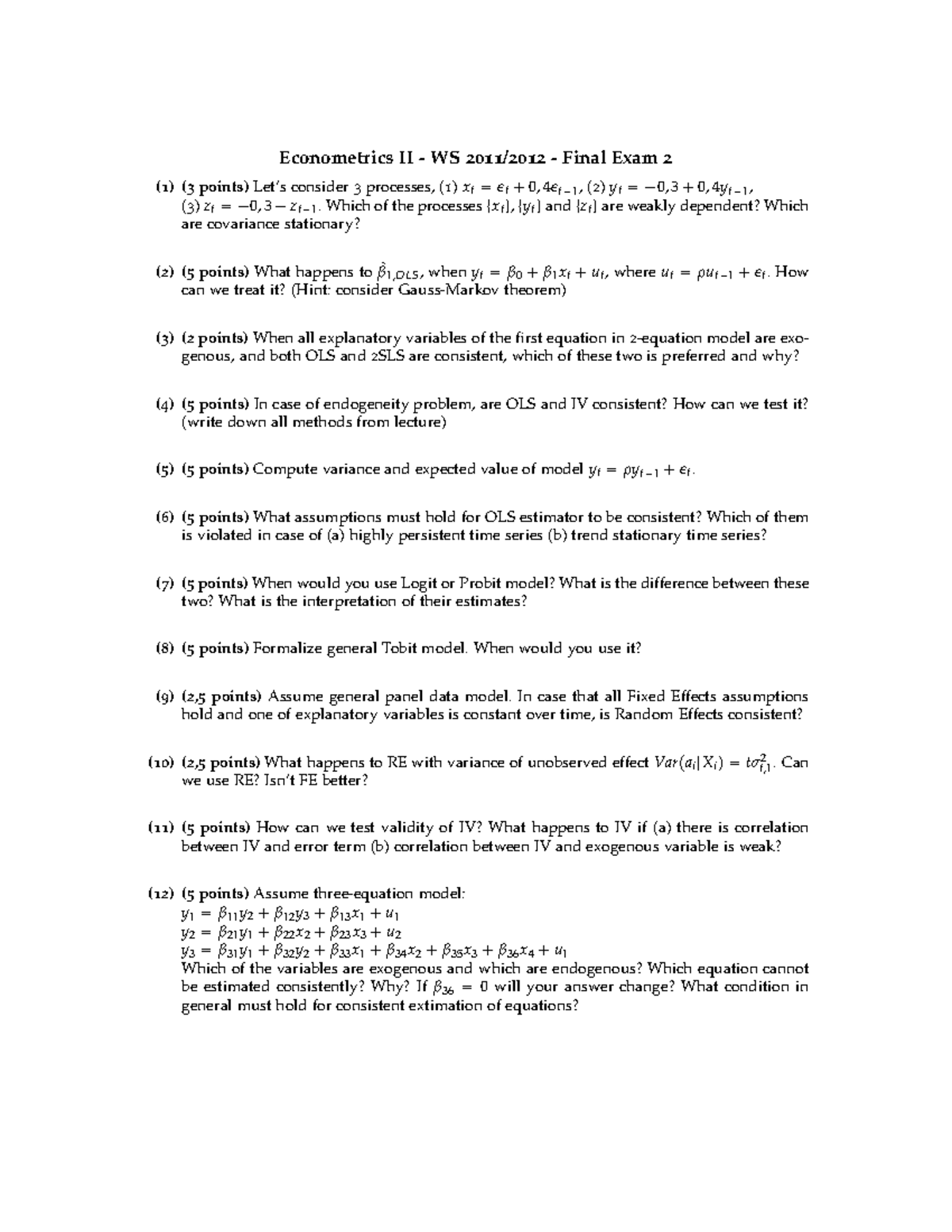 2011-12 Ecmii final exam 2 - Econometrics II - WS 2011/2012 - Final ...
