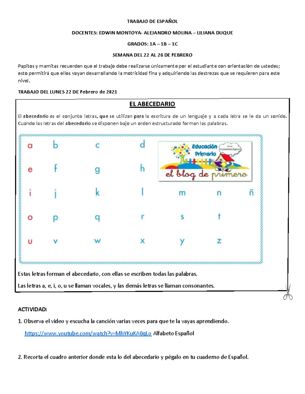 6- Actividad+DE+ESPA%C3%91OL+-+EL+ Abecedario - TRABAJO DE ESPAÑOL ...