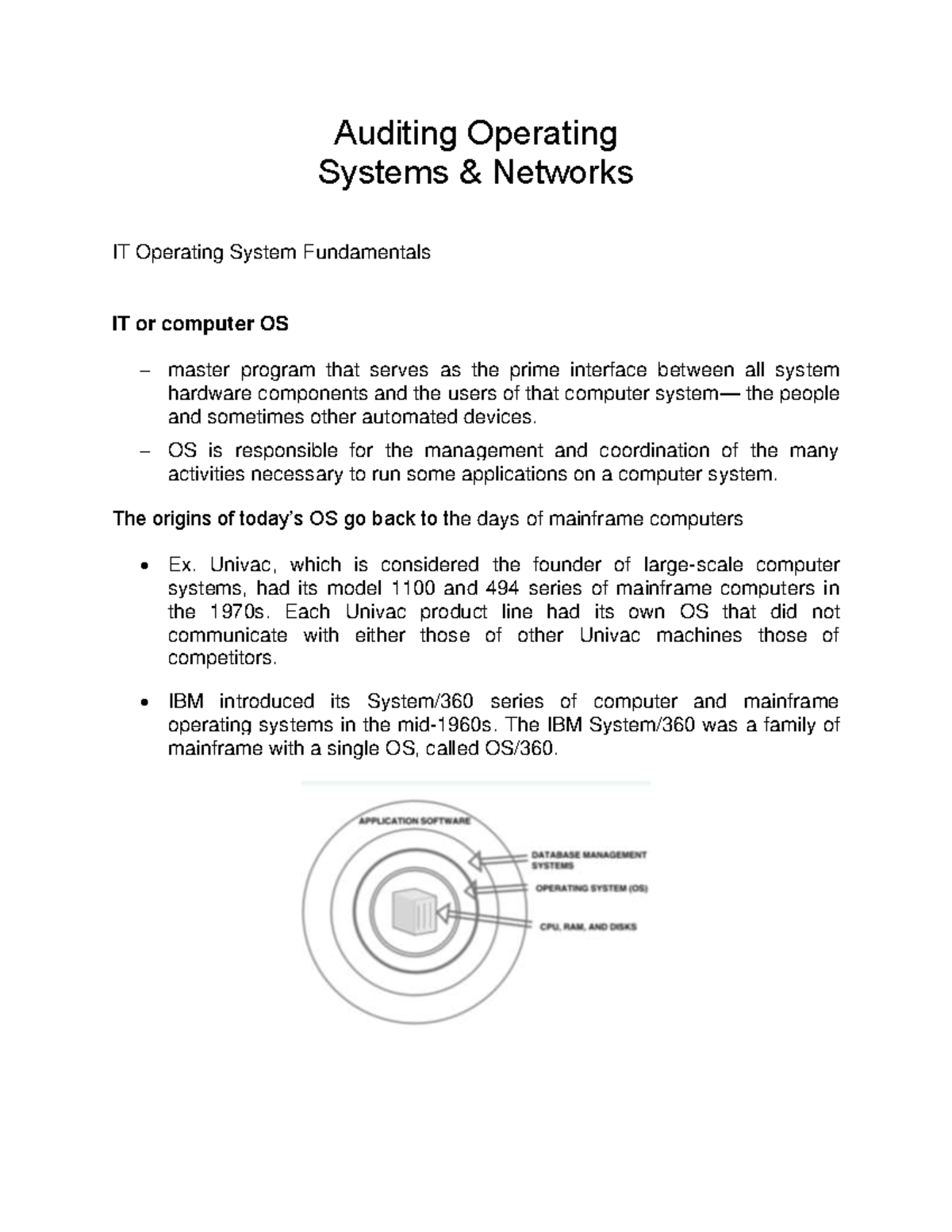 Data Management and Data Security, Auditing Operating Systems and