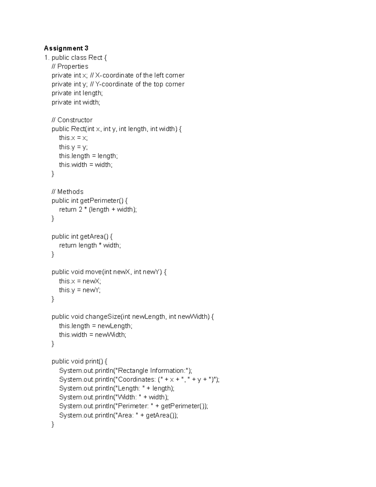 Object-Oriented Programming A3 - Assignment 3 public class Rect ...