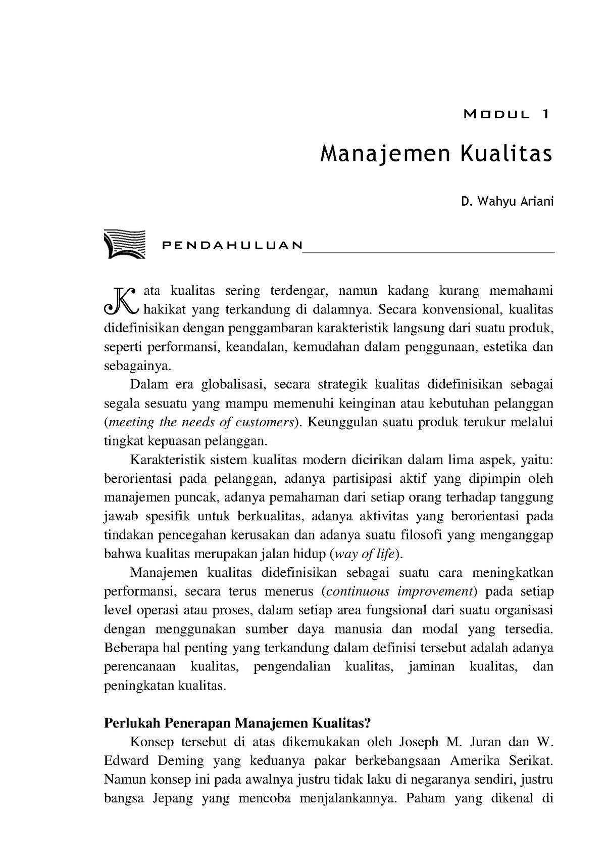 P4 Manajemen Kualitas E Book - Modul 1 Manajemen Kualitas D. Wahyu ...