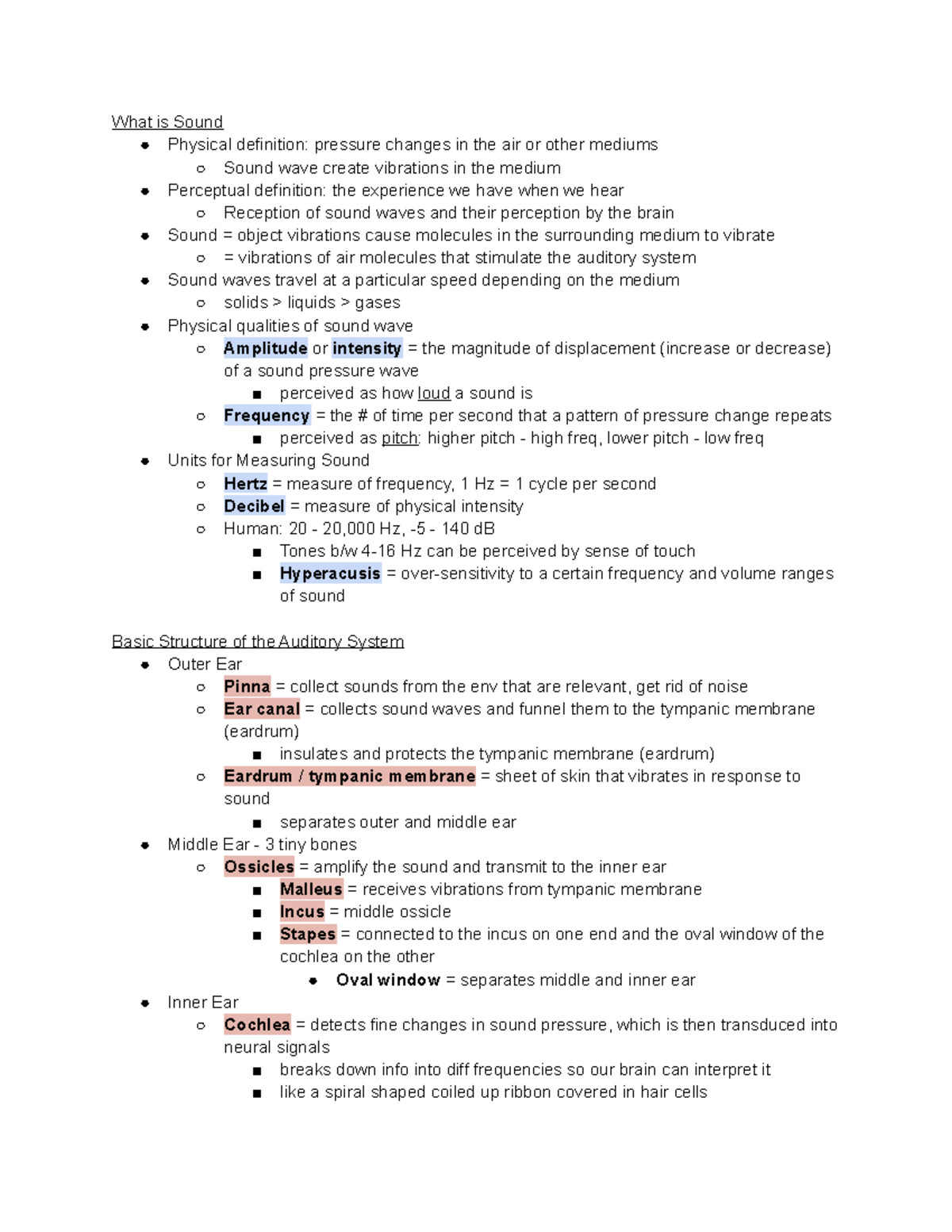 Chapter 8 Language - What is Sound Physical definition: pressure ...
