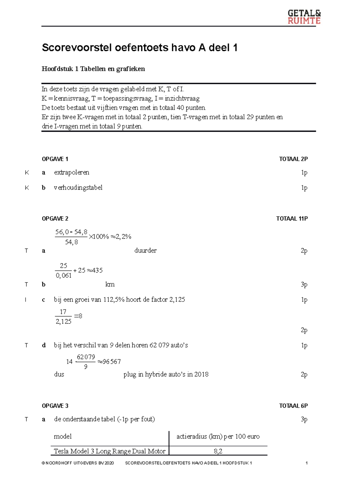 Oefentoets H1 Scorevoorstel Biologie Oefenen Voor Een Toets Goede ...