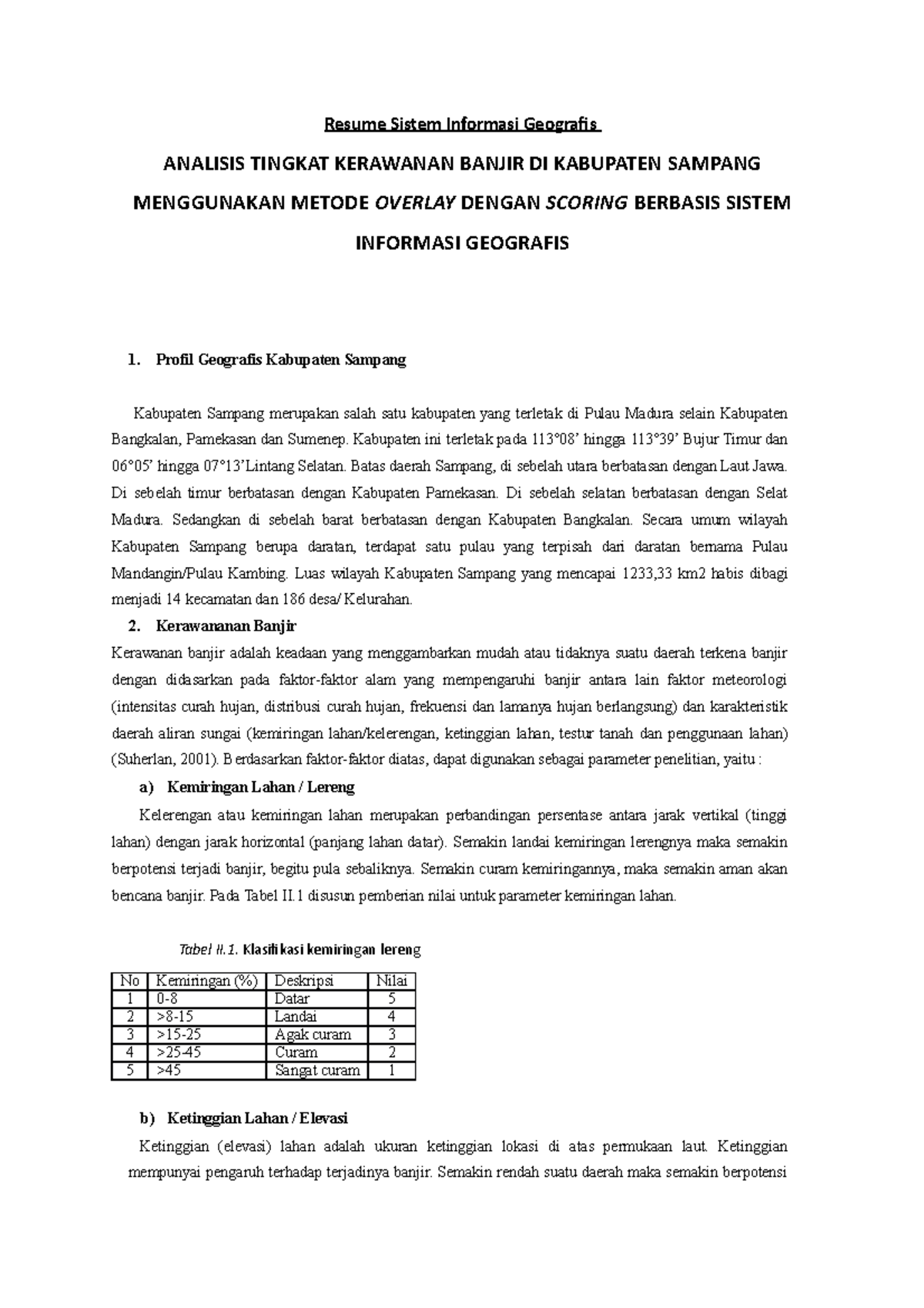 Resume Sistem Informasi Geografis Pemanfaatan GIS Untuk Analisis Banjir ...