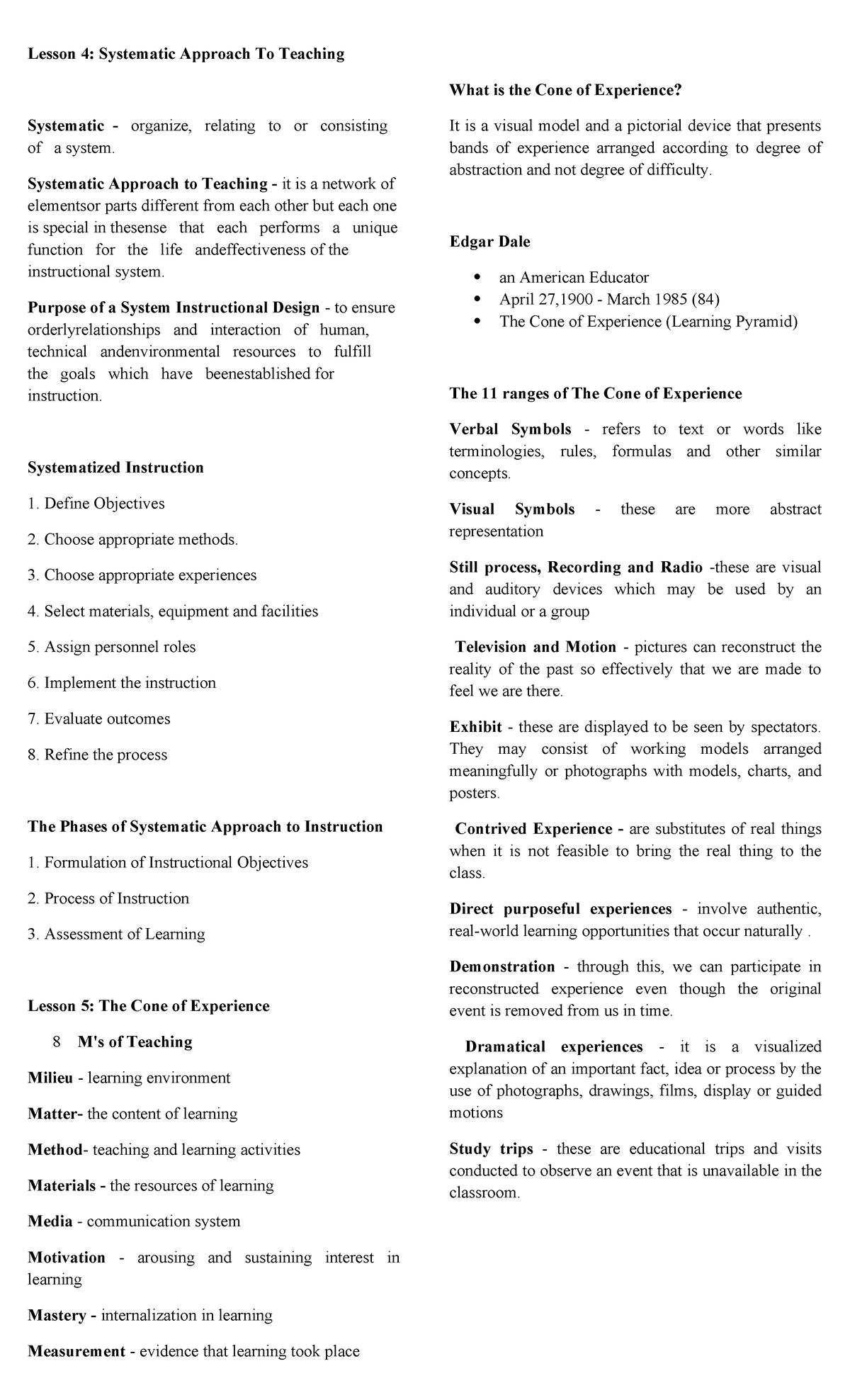 Technology for teaching and learning 2 - Lesson 4: Systematic Approach ...