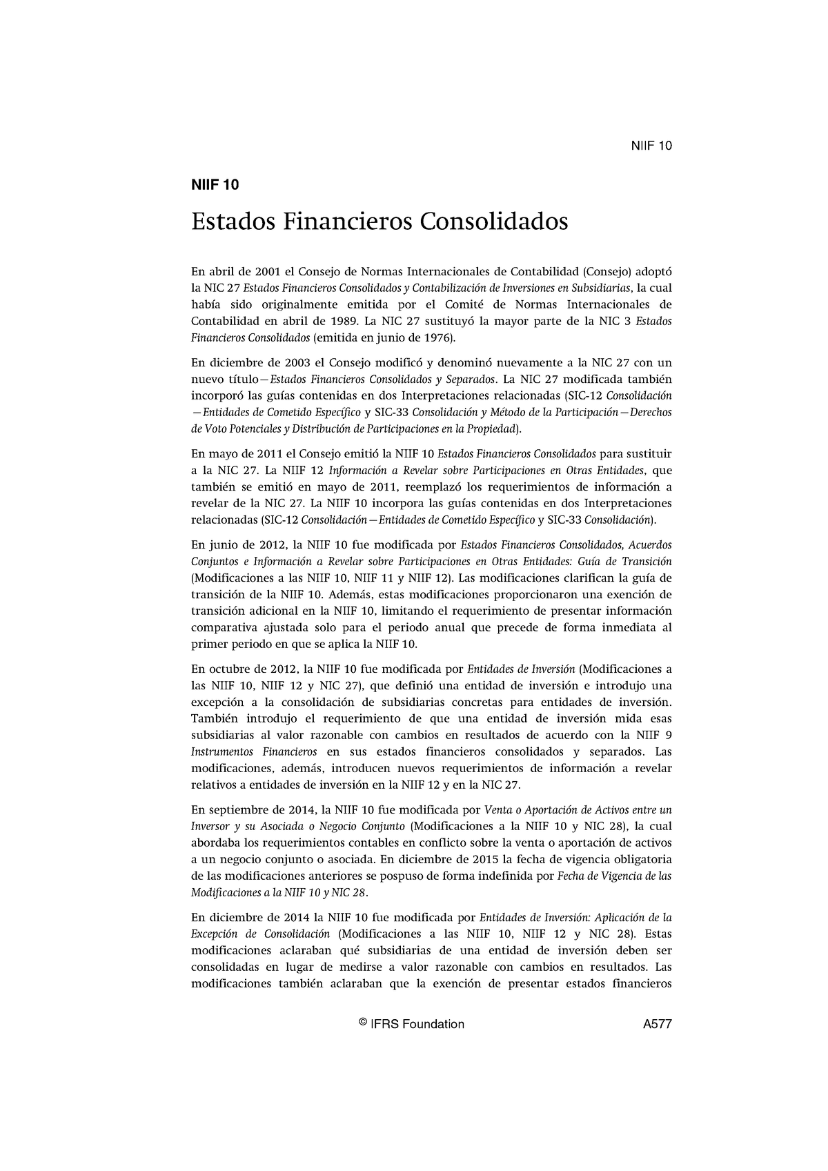 NIIF 10 - Estados Financieros Consolidados - NIIF 10 Estados ...