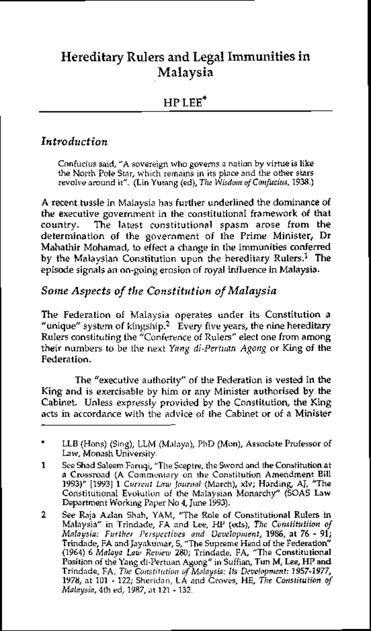 Hereditary Ruler and Legal Immunities in Malaysia - Hereditary Rulers ...