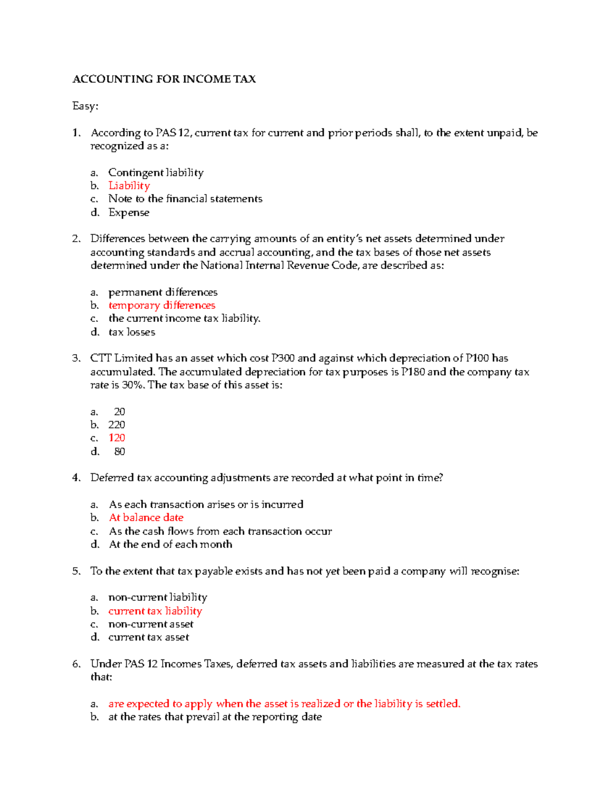 Accounting for Income Tax - ACCOUNTING FOR INCOME TAX Easy: 1 to PAS 12 ...