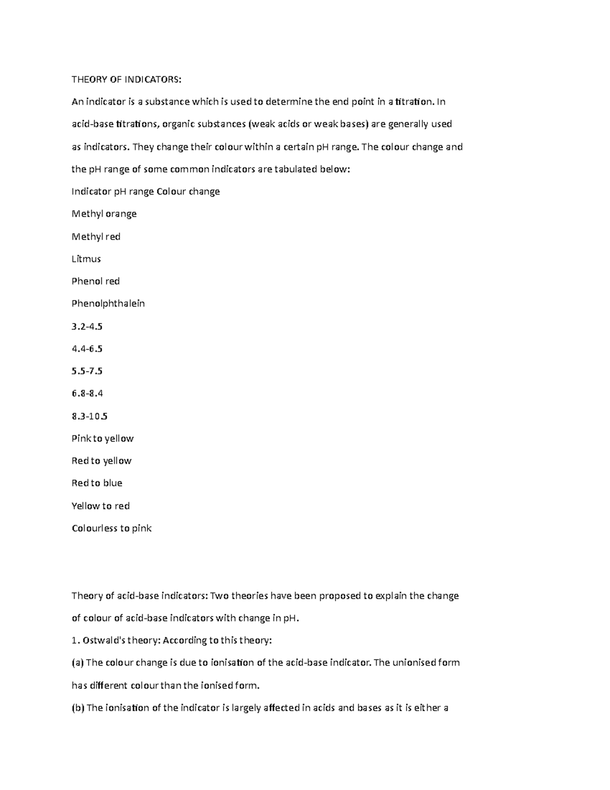 Theory of indicators Its lecture notes THEORY OF INDICATORS An