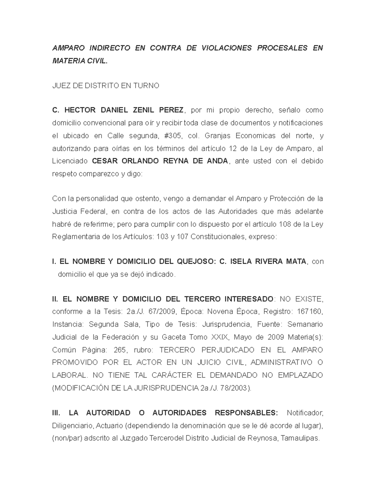 Amparo Indirecto En Materia Civil Amparo Indirecto En Contra De Violaciones Procesales En 6591