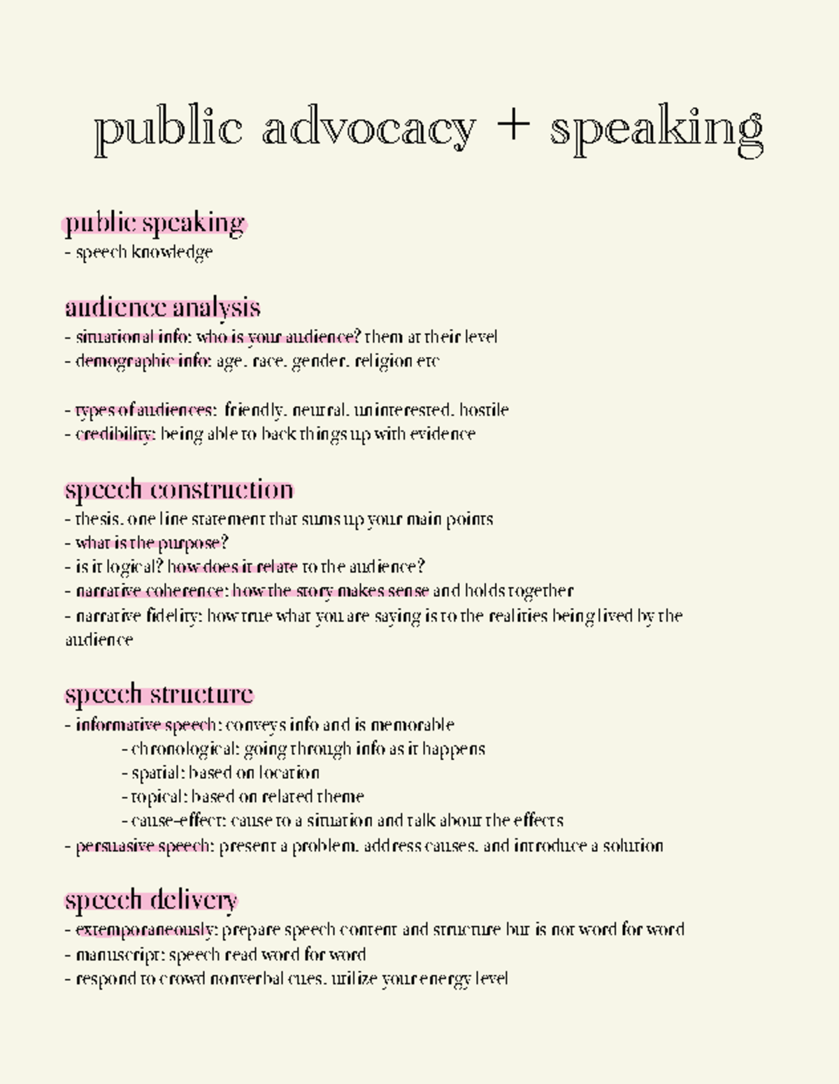 Comm 2 - Intro to Comm Notes - Public Advocacy and Speaking: Julia ...