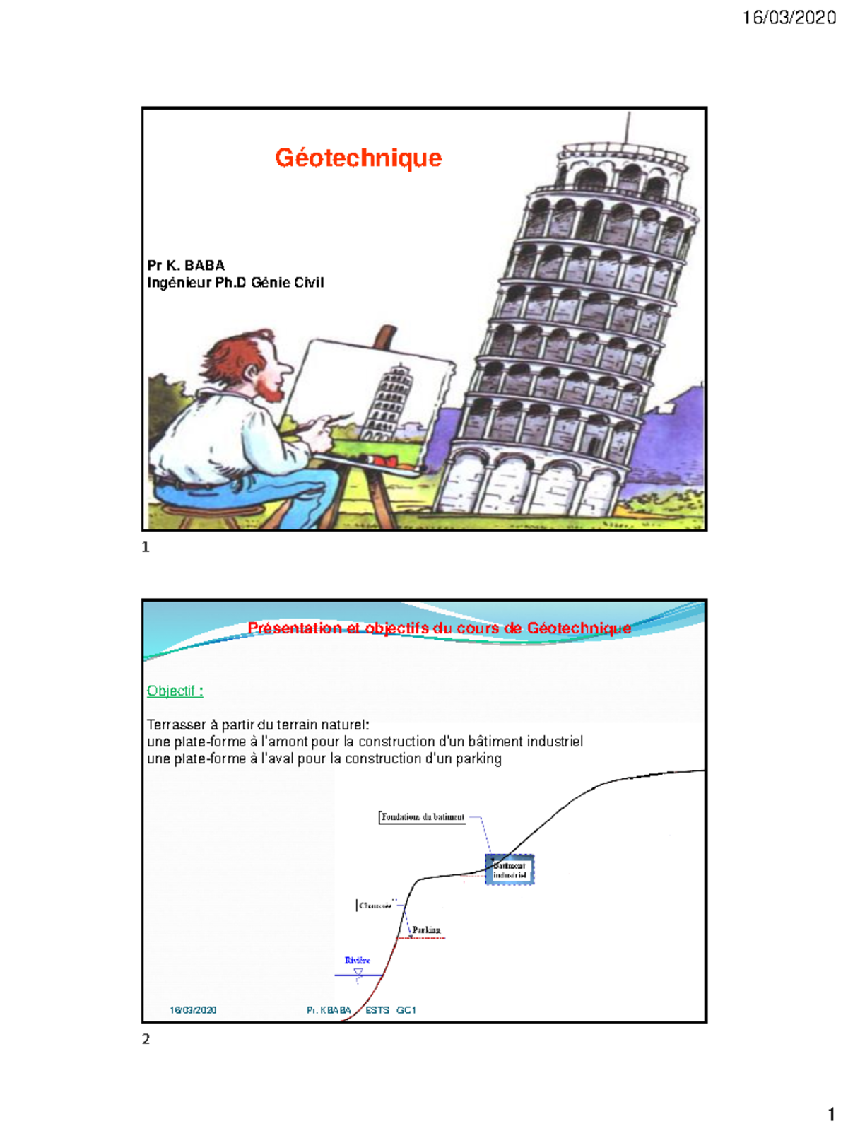 Géotechnique GC1 - Géotechnique Pr K. BABA Ingénieur Ph Génie Civil ...